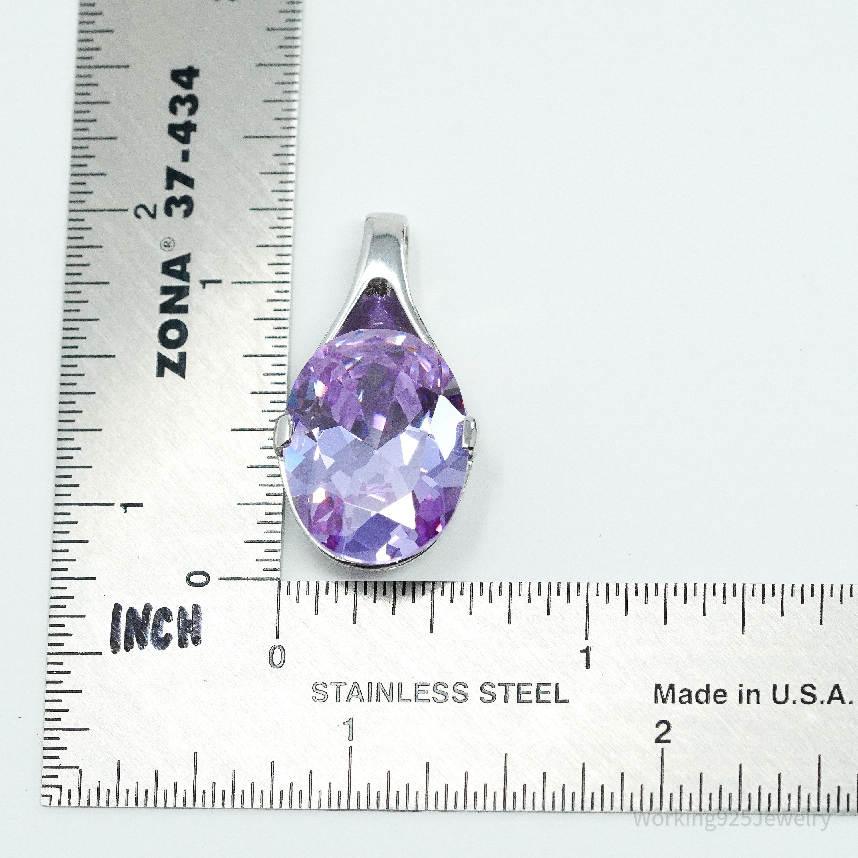 Vintage Purple Cubic Zirconia Sterling Silver Pendant