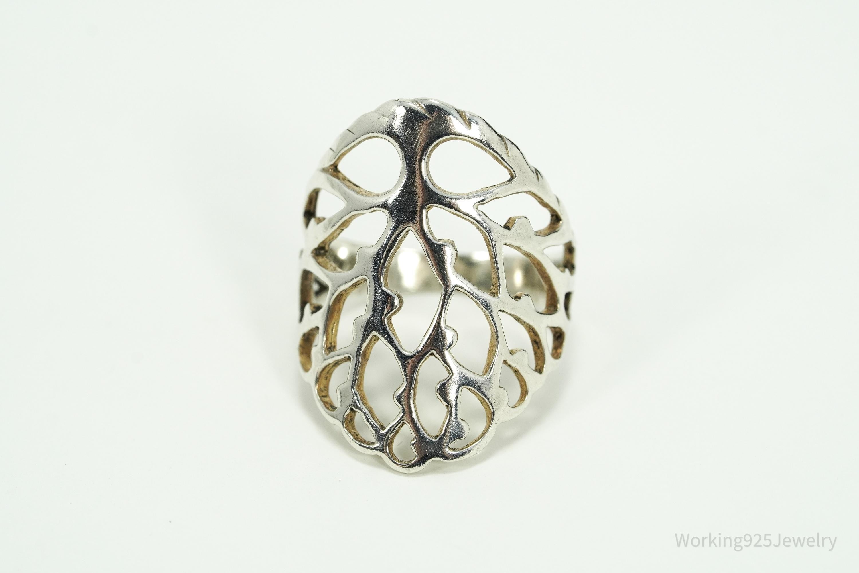Vintage Tree Of Life Sterling Silver Ring - Size 6