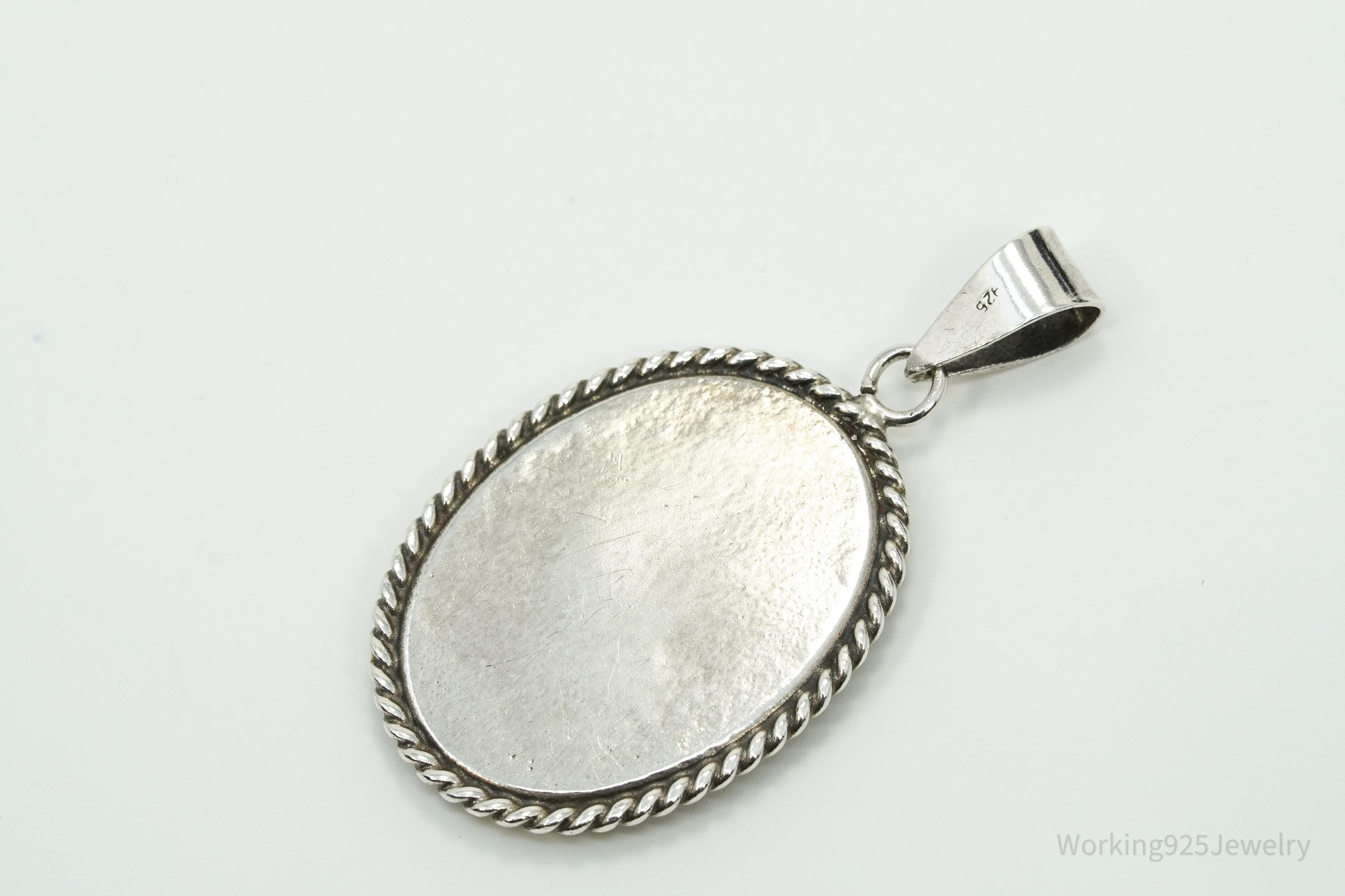 Vintage Black Onyx Sterling Silver Necklace Pendant