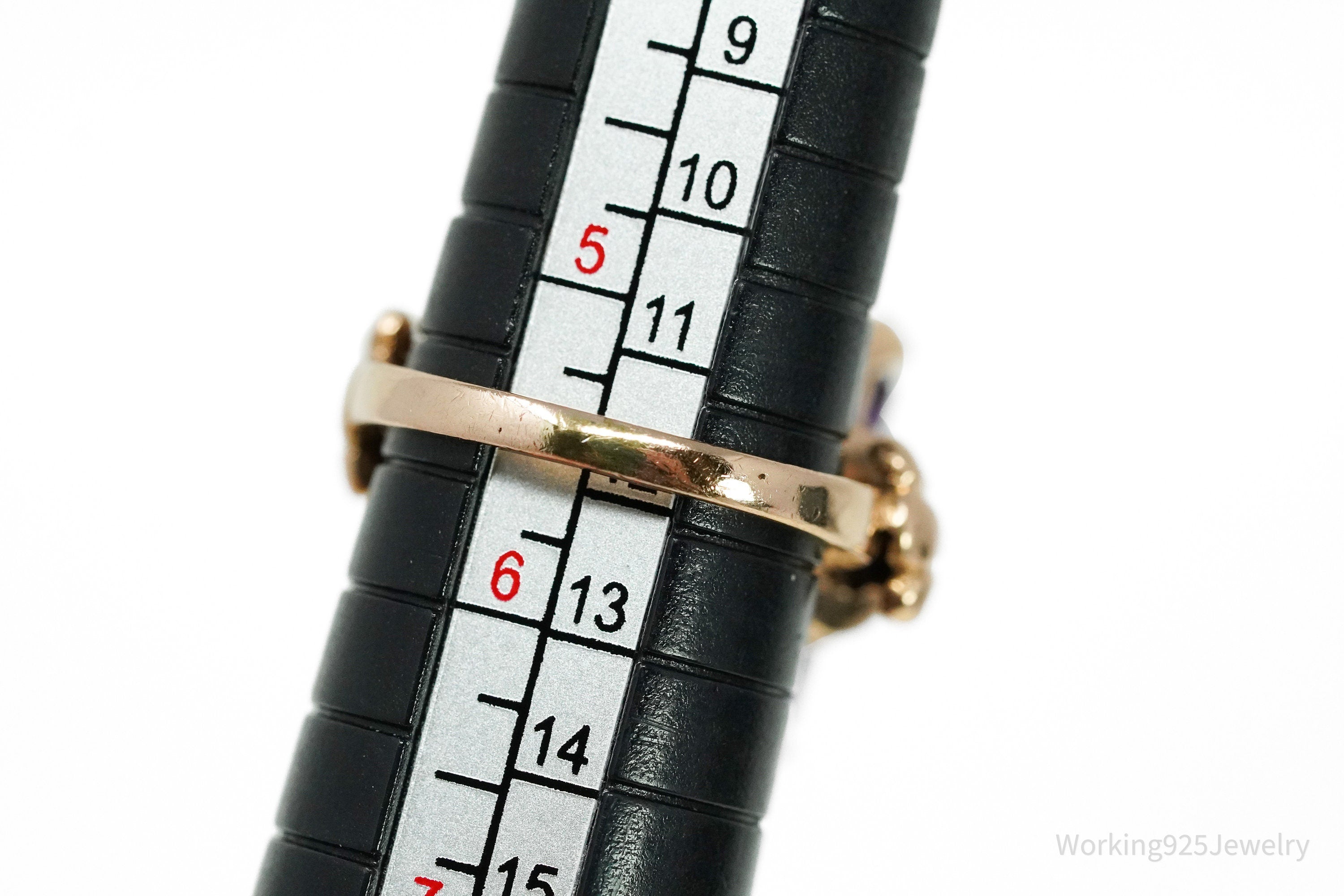 14K Rose Gold & Amethyst Cocktail Ring - Size 5 1/2