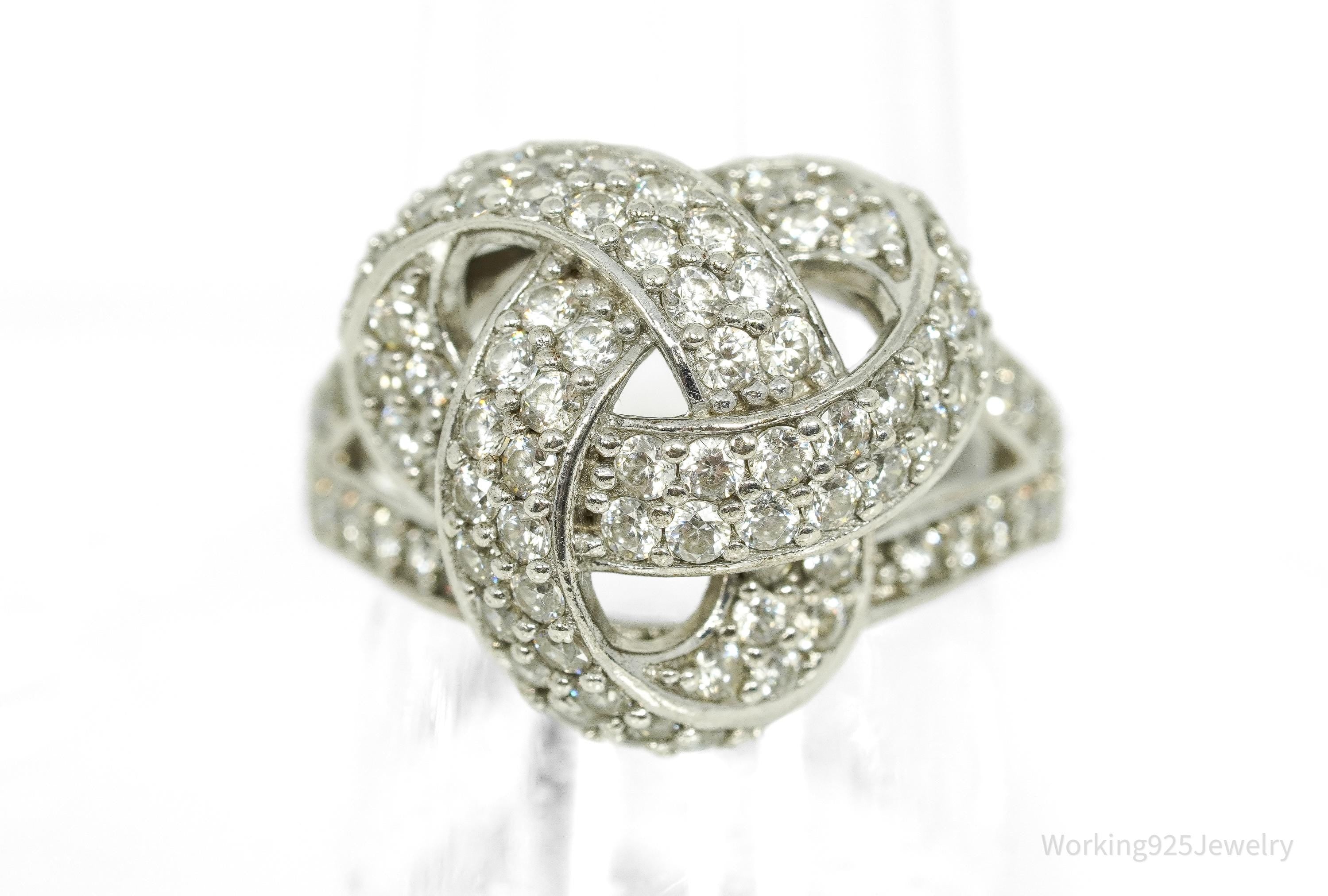 Vintage Jean Dousset Cubic Zirconia Sterling Silver Ring - Size 7