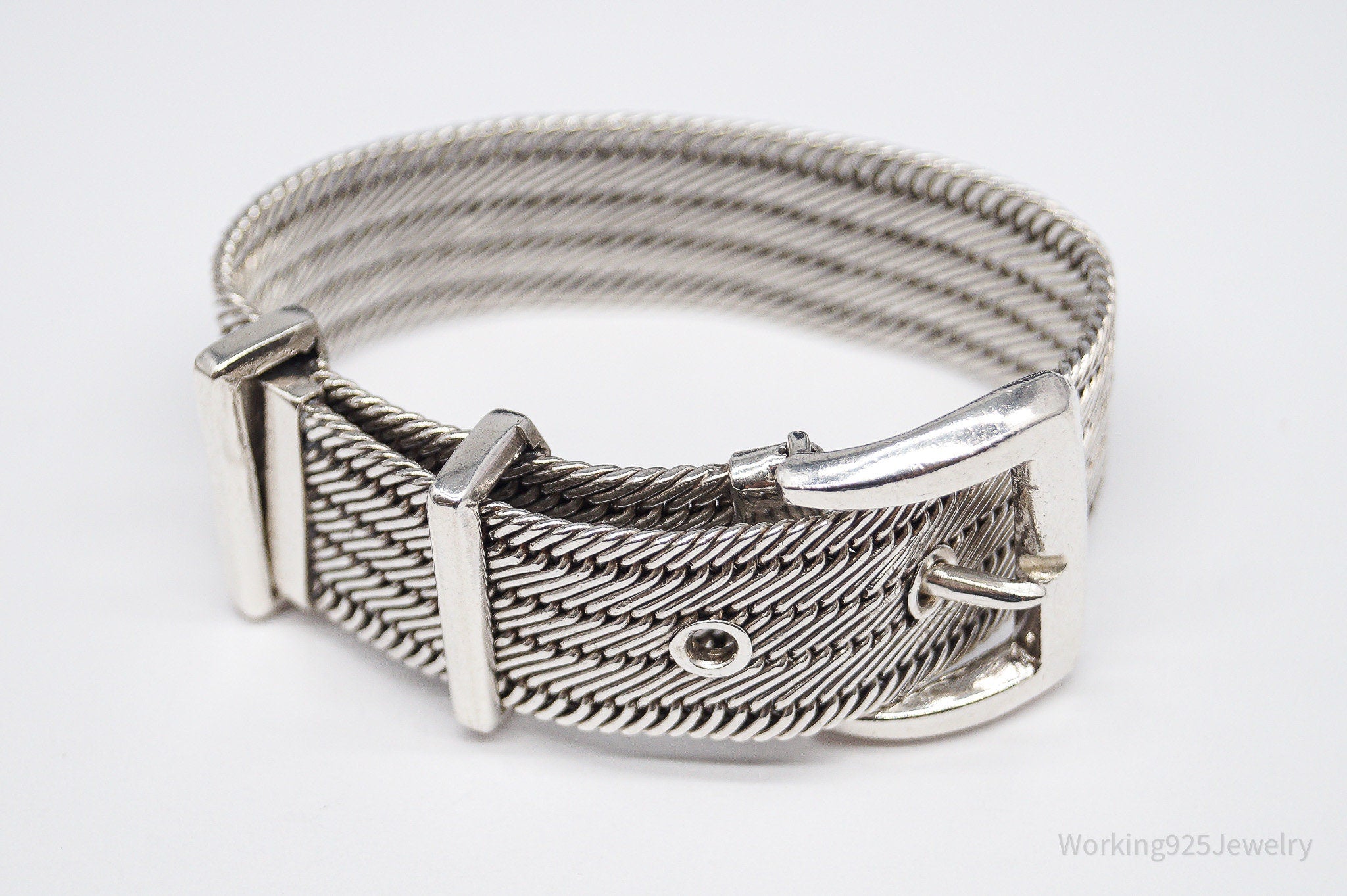 Vintage Designer Lois Hill Buckle Sterling Silver Bracelet - 6 3/8"