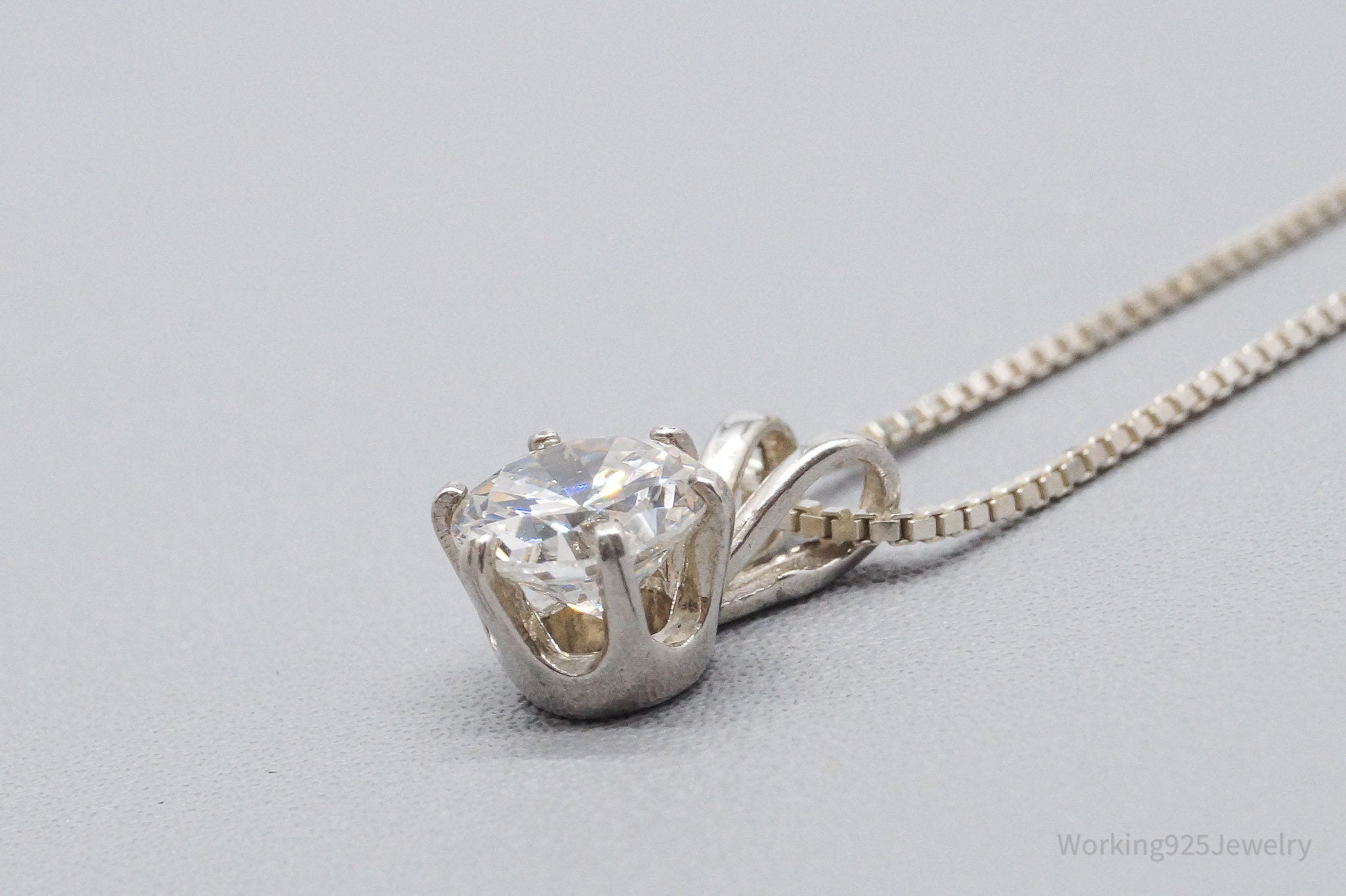 Vintage Cubic Zirconia Sterling Silver Necklace 18"