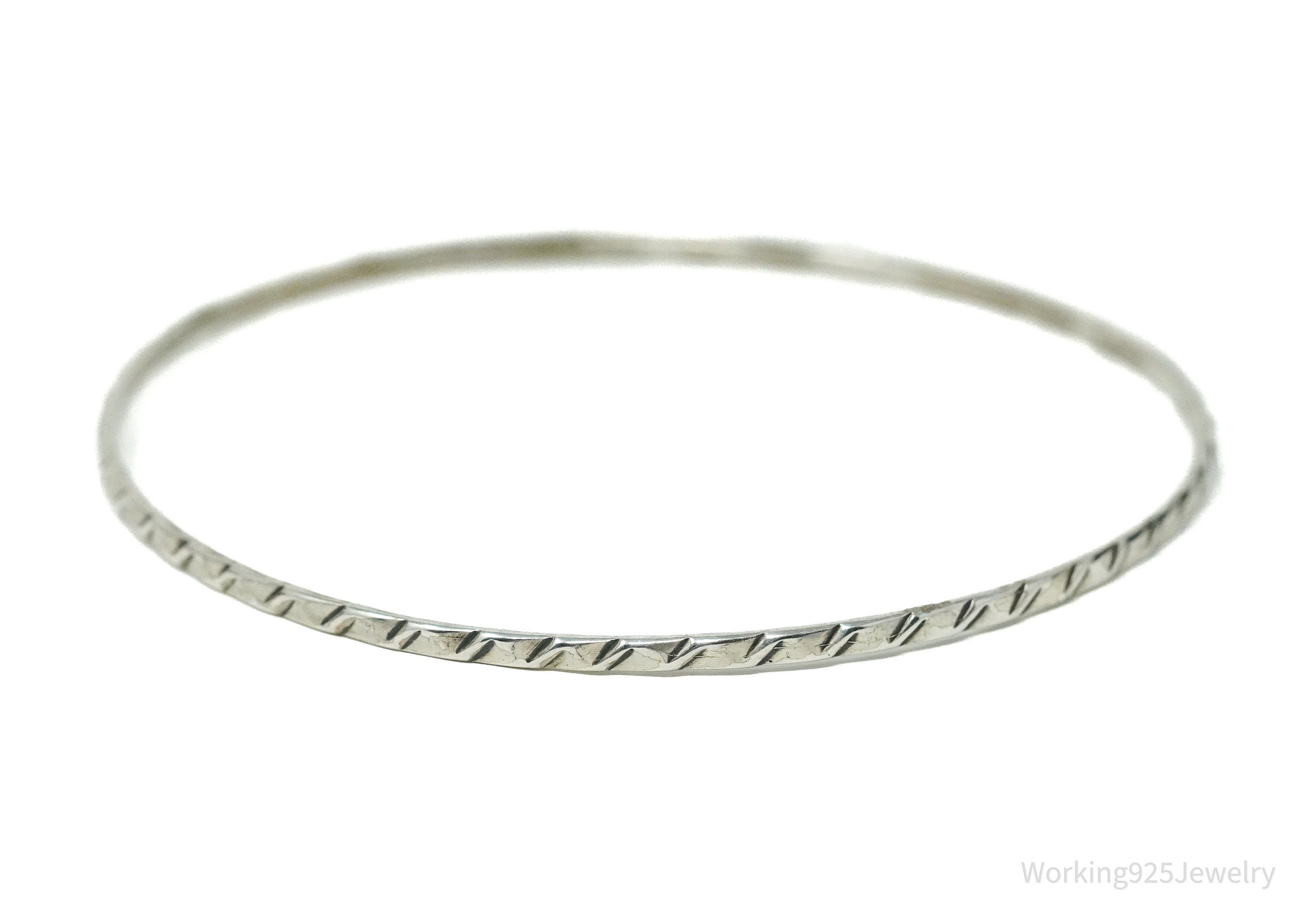 Vintage Designer JewelArt Art Deco Sterling Silver Bangle Bracelet 8"