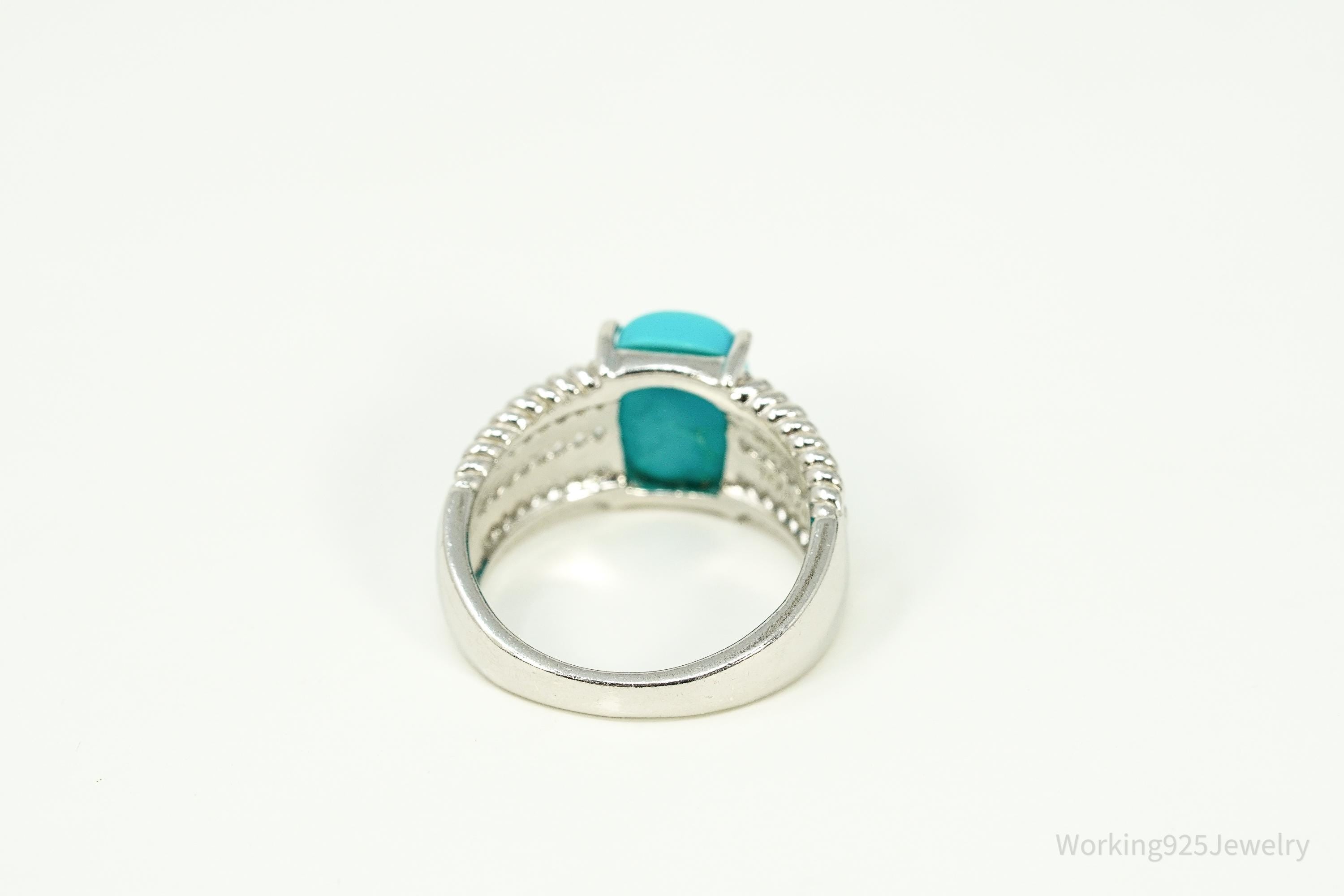 Vintage Blue Turquoise Sterling Silver Ring Size 8