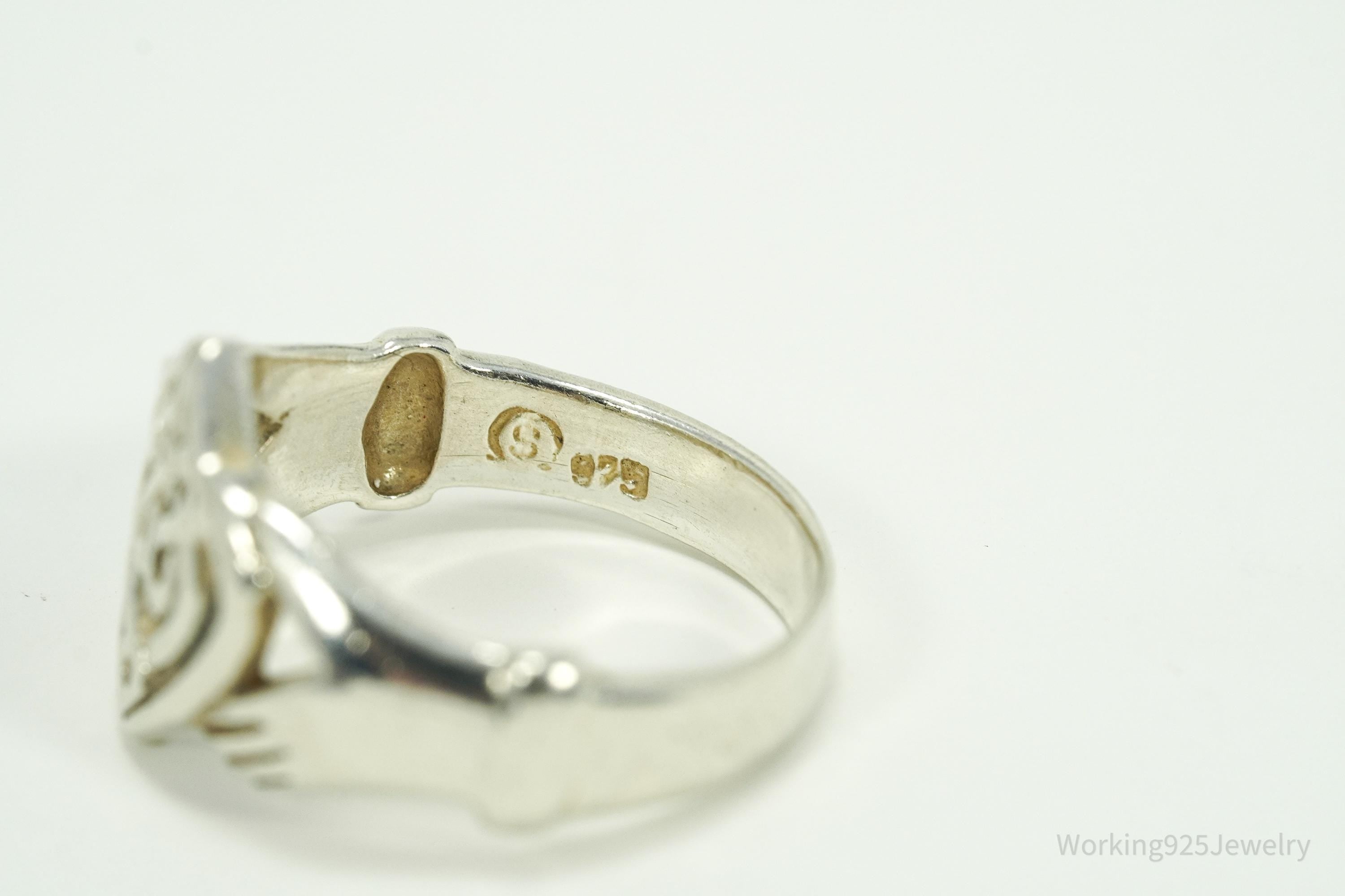 Vintage Irish Claddagh Sterling Silver Ring - Size 7.25