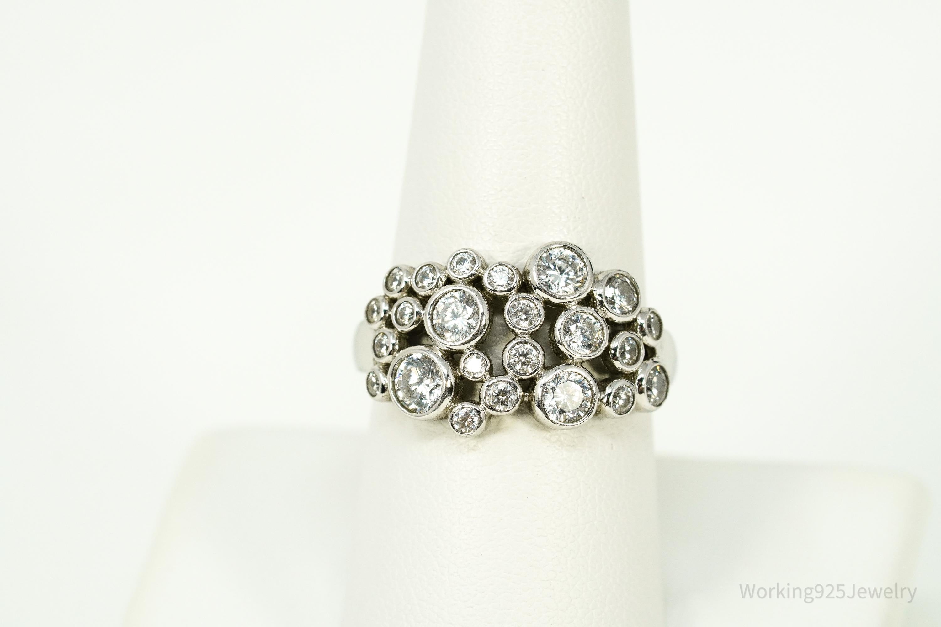 Vintage Cubic Zirconia Sterling Silver Ring - Size 9