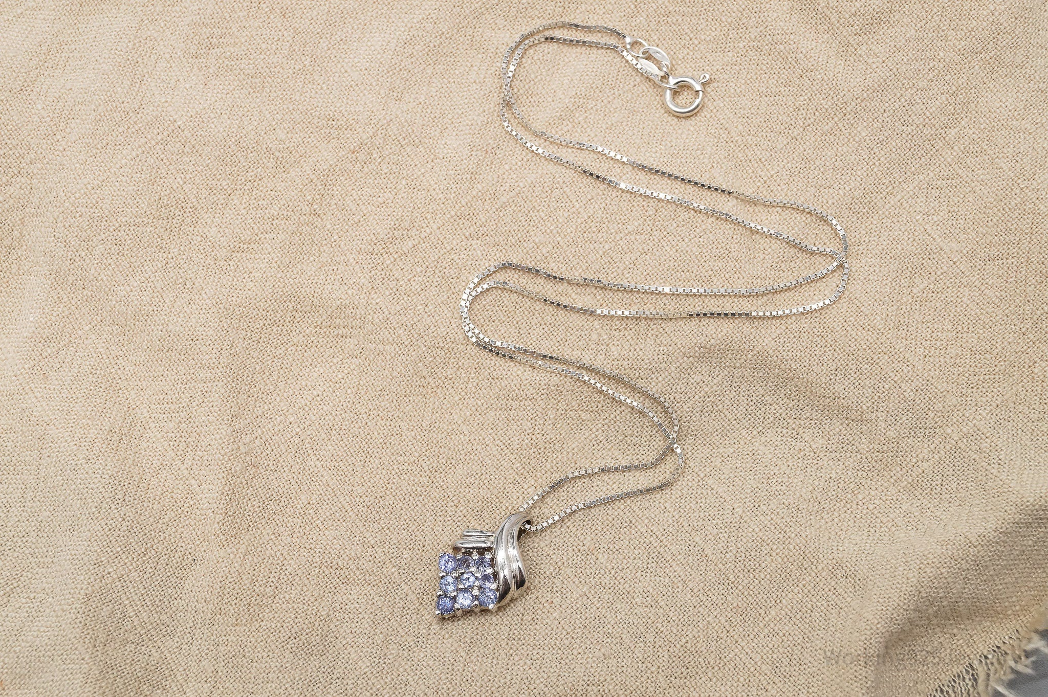 Vintage Tanzanite Sterling Silver Necklace 18"