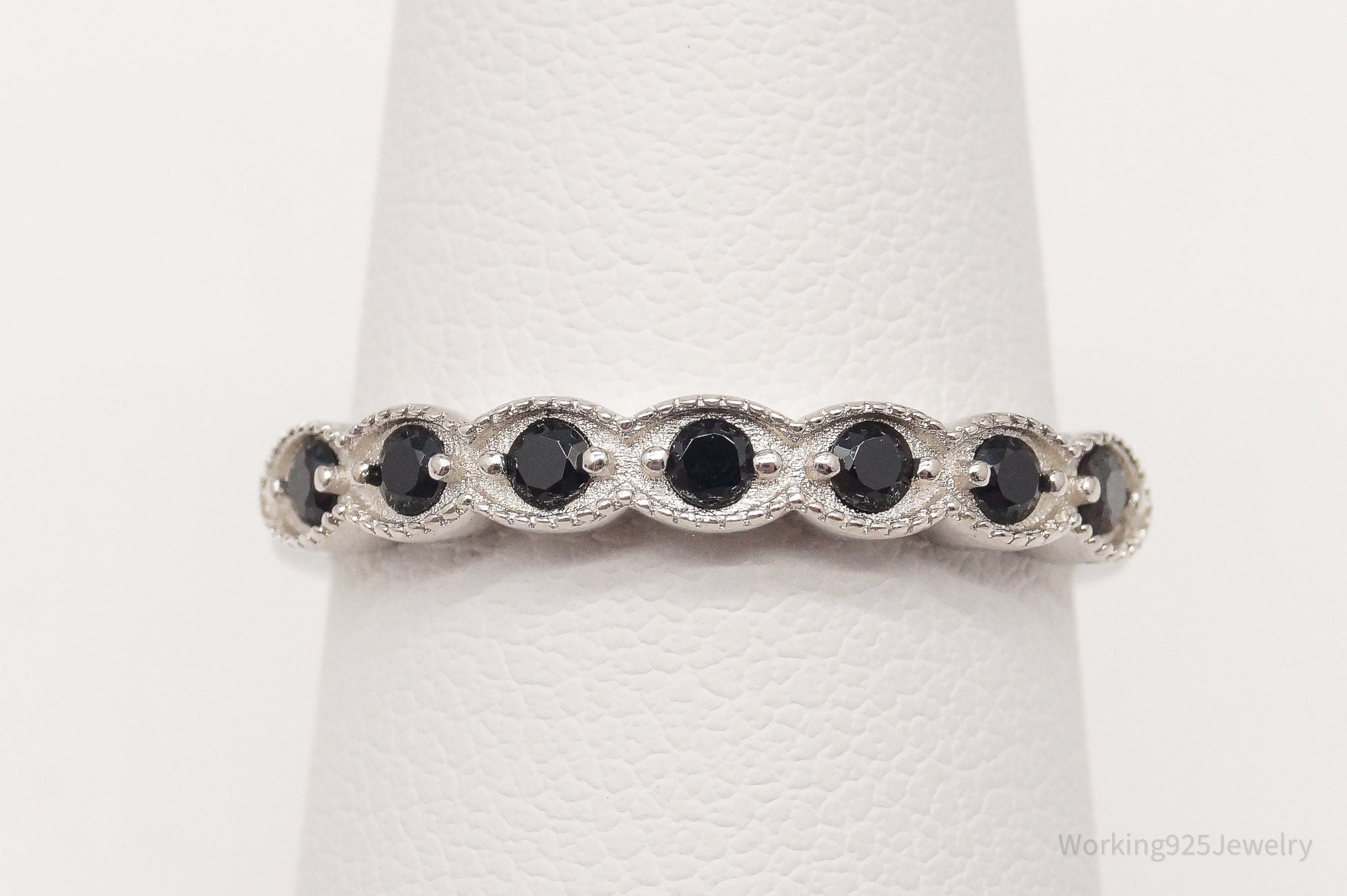 Designer DK Black Spinel Rhodium Over Sterling Silver Ring - Size 7