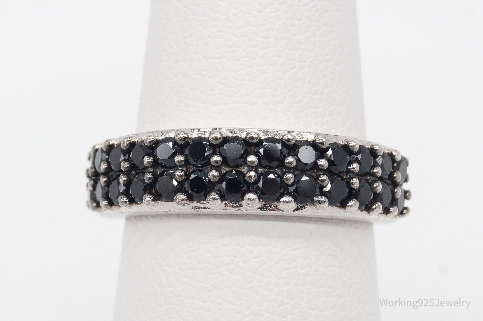 Designer KHR Black Spinel Sterling Silver Ring - Size 6