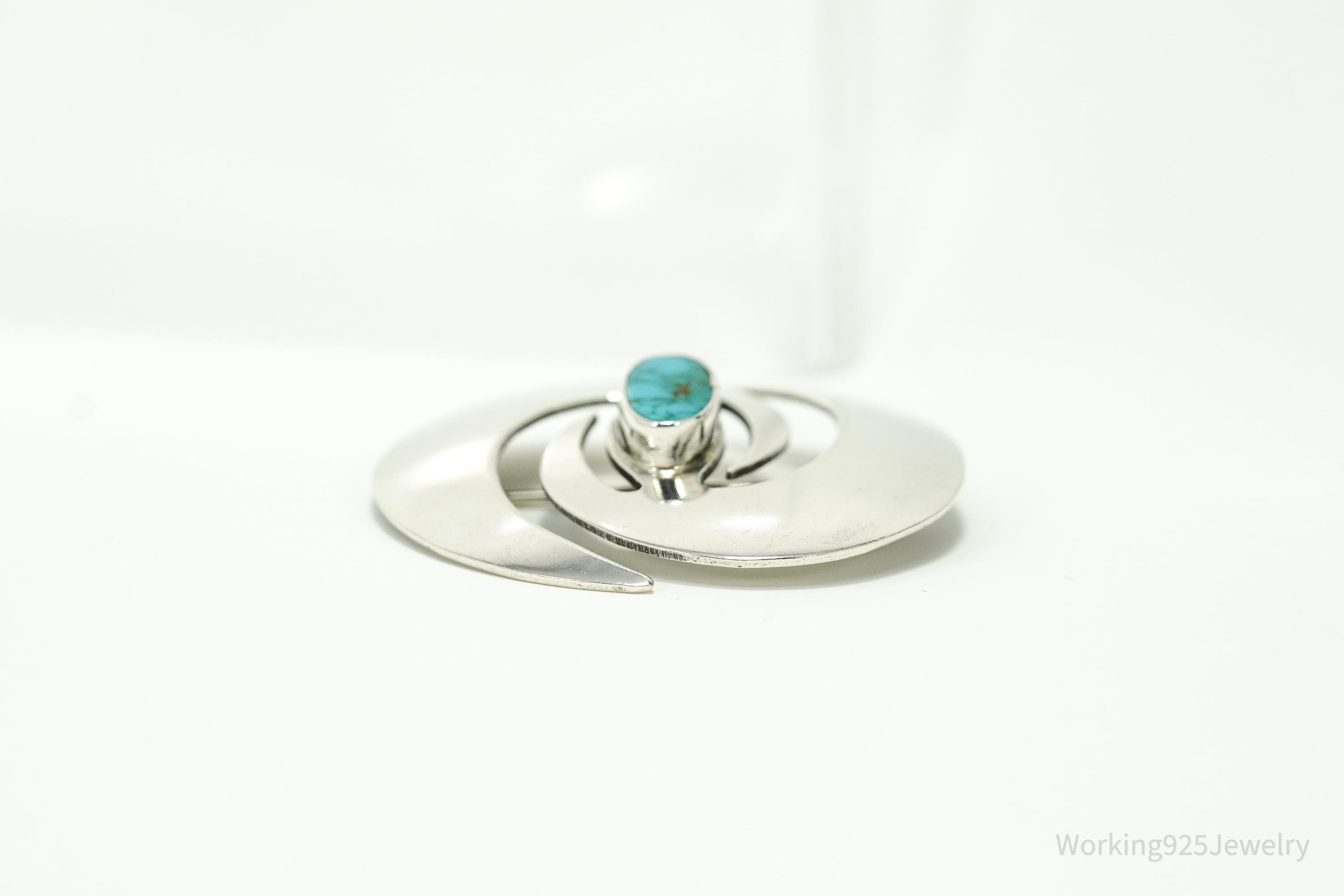 Vintage Native American Turquoise Sterling Silver Brooch Pin