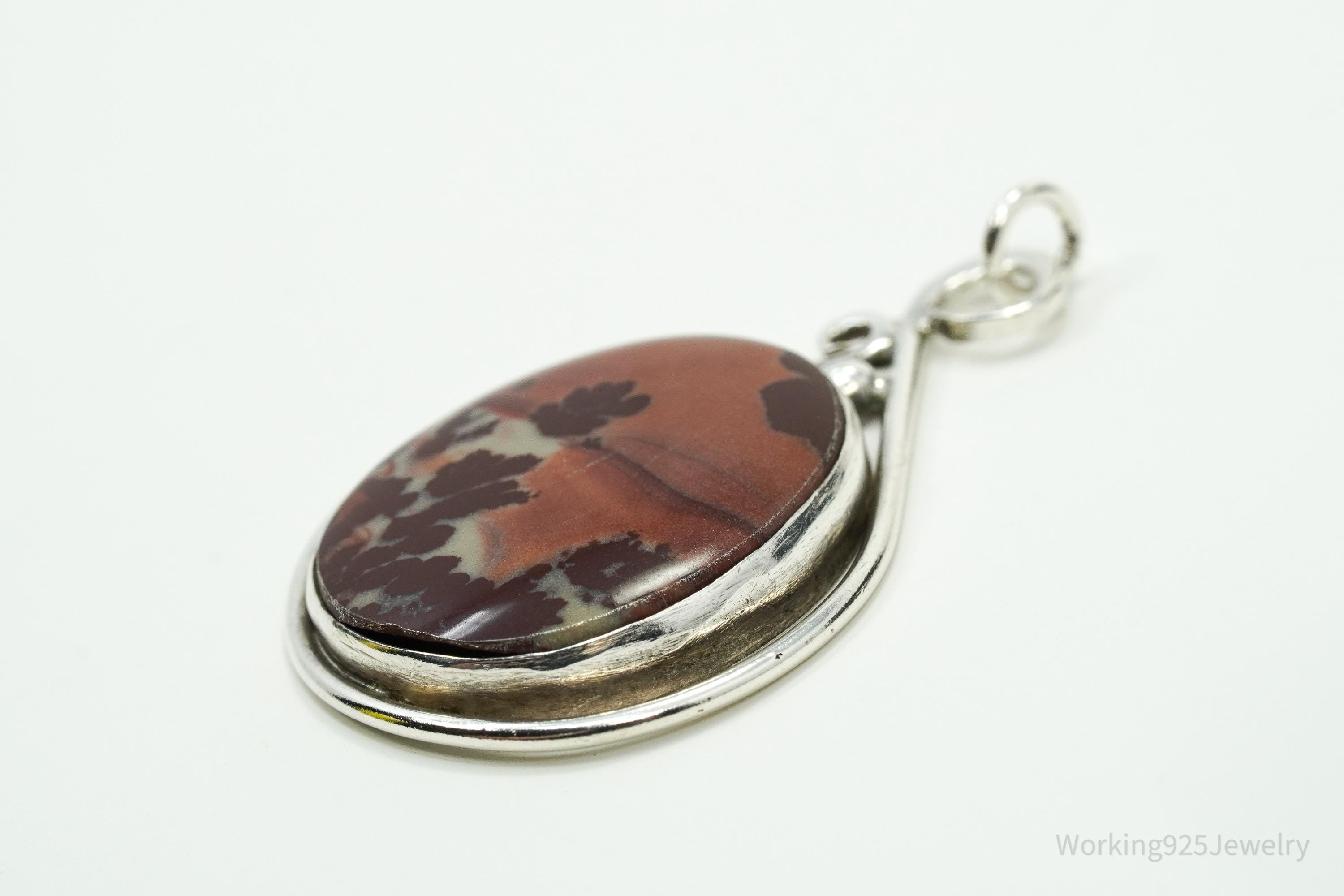 Vintage Jasper Sterling Silver Necklace Pendant