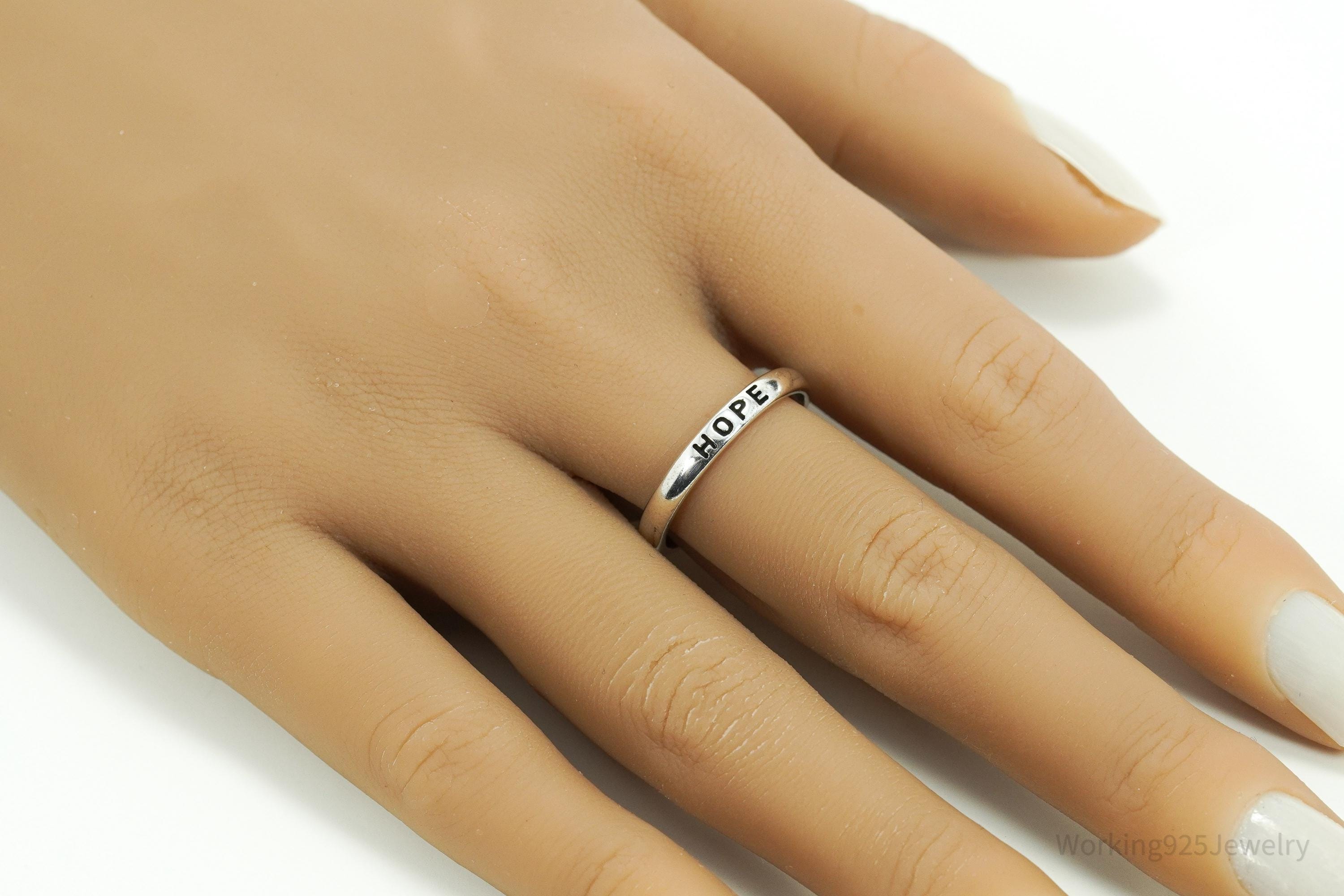 Vintage "Hope" Sterling Silver Band Ring - Size 9