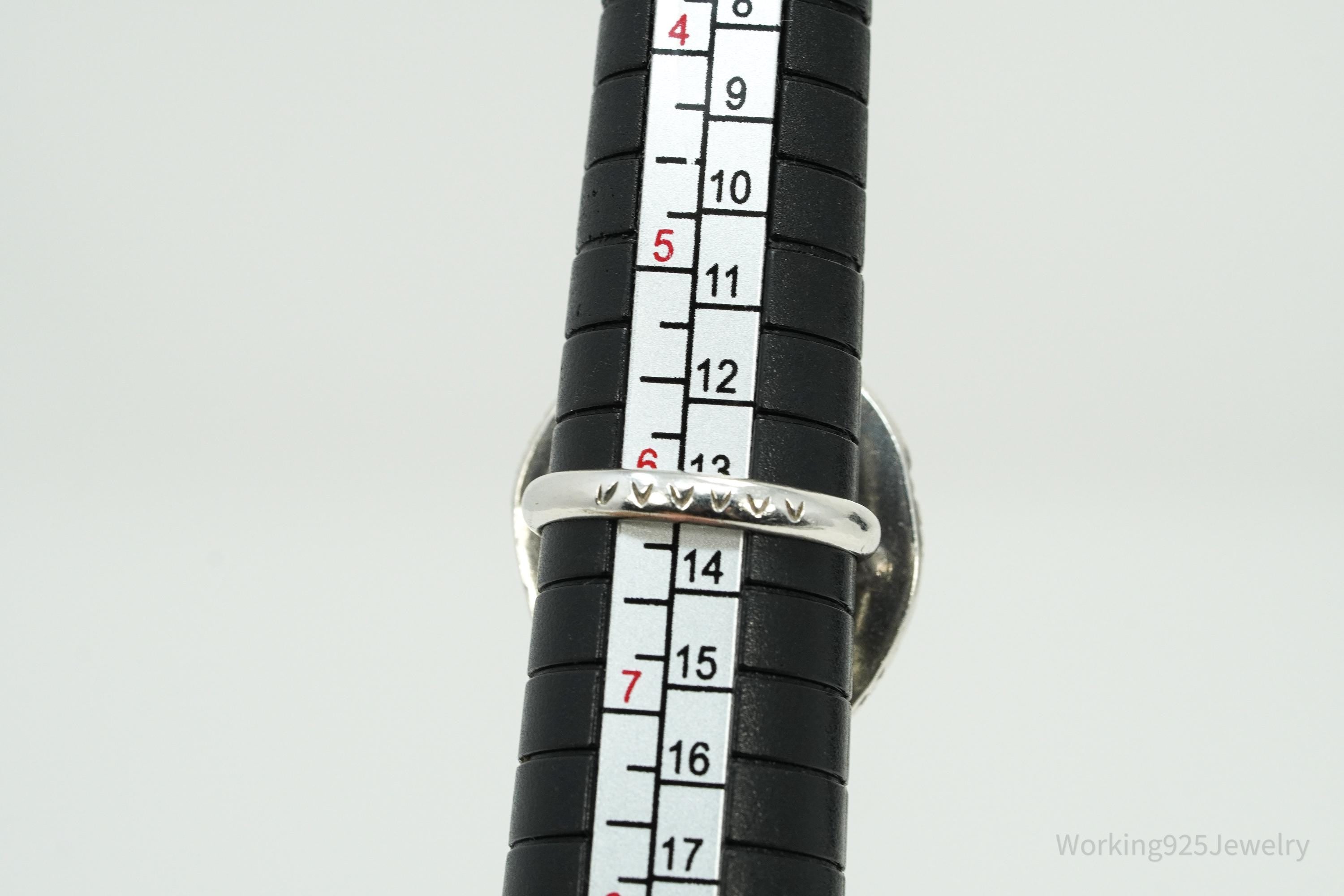 Vintage Native American Turquoise Unsigned Silver Ring - Size 6