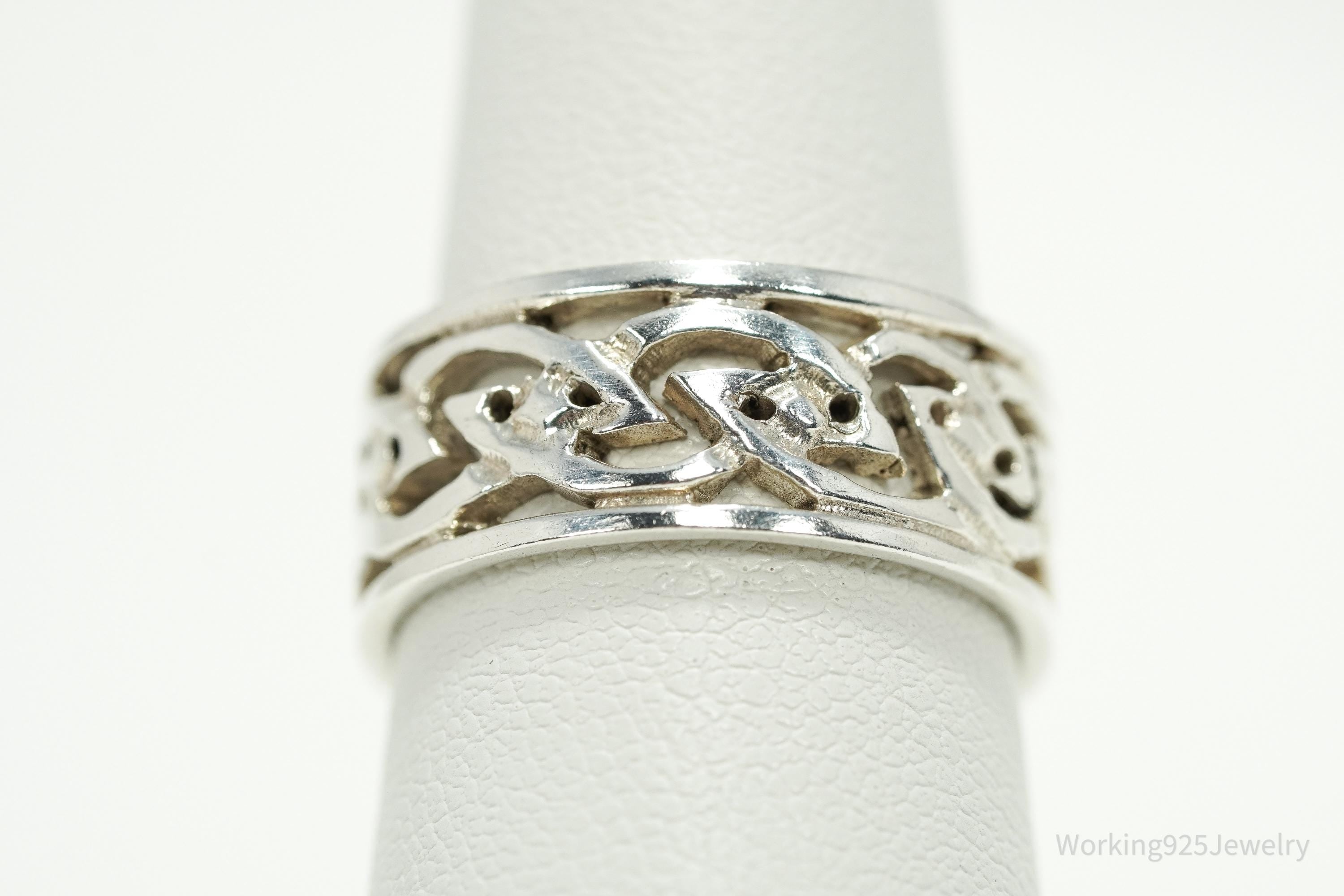 Vintage Celtic Knots Sterling Silver Ring Size 6.75