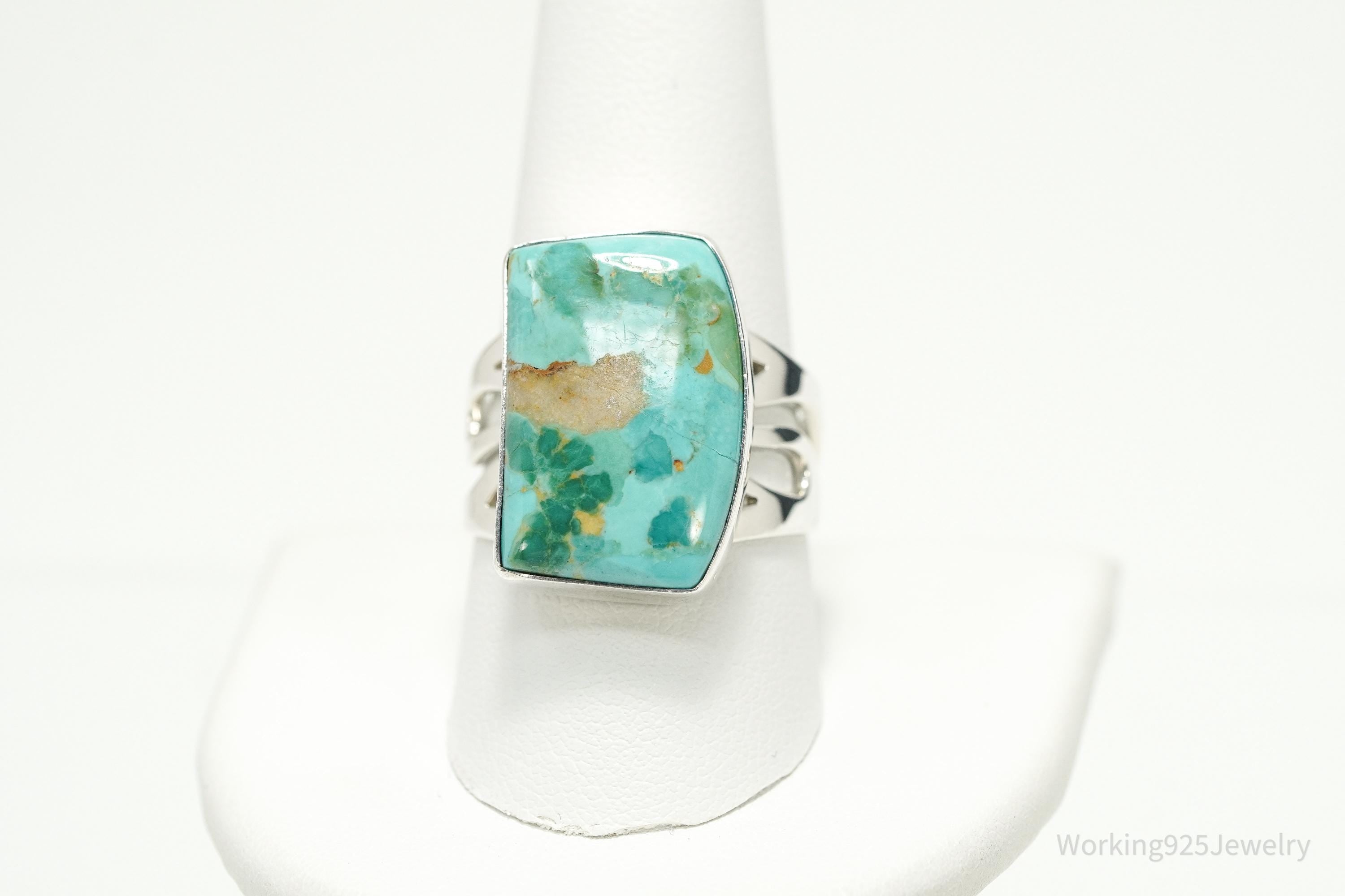 Vintage Jay King Large Turquoise Sterling Silver Statement Ring - Size 9.75