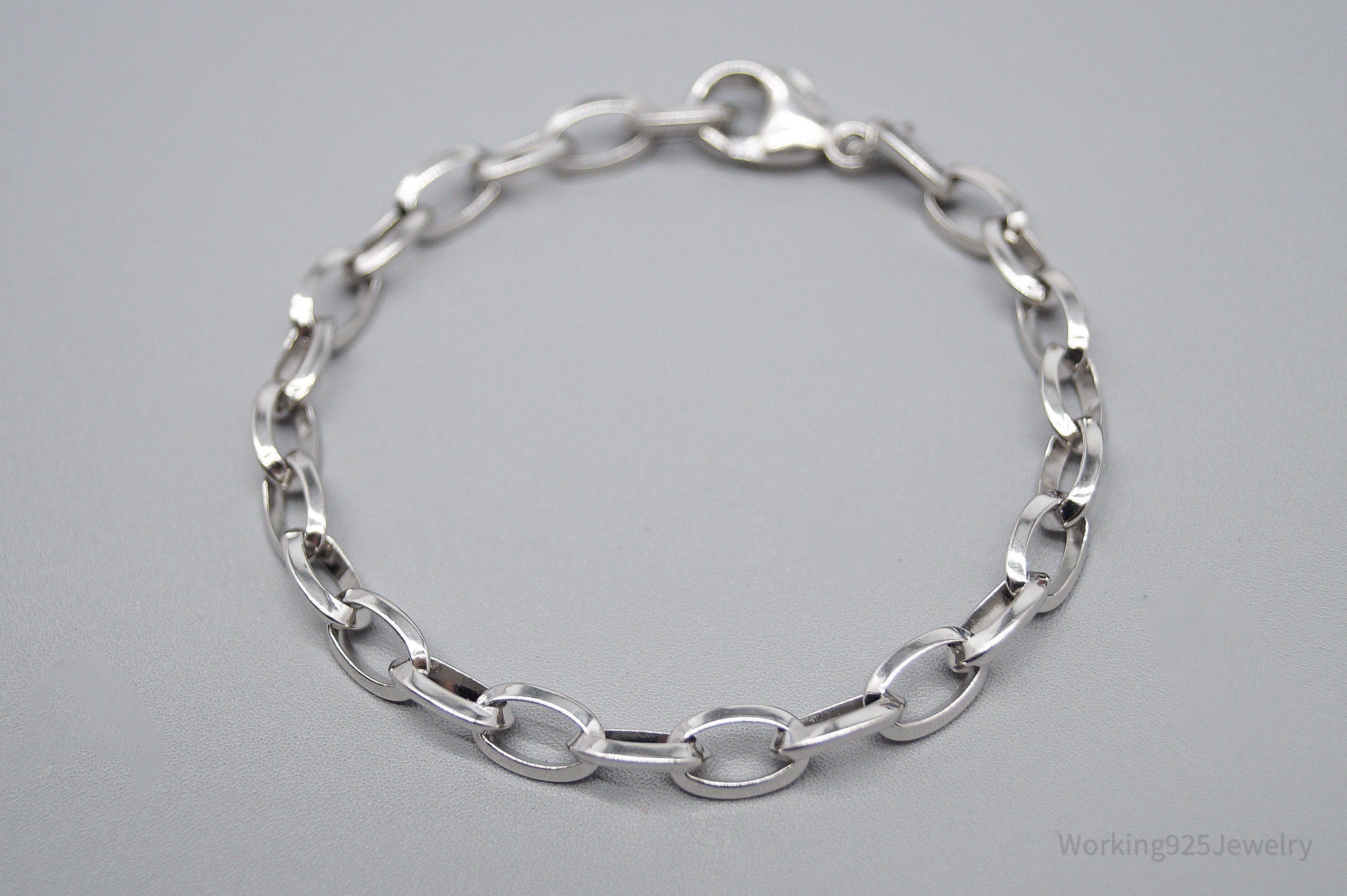 Vintage Chain Link Sterling Silver Bracelet - 7.5"