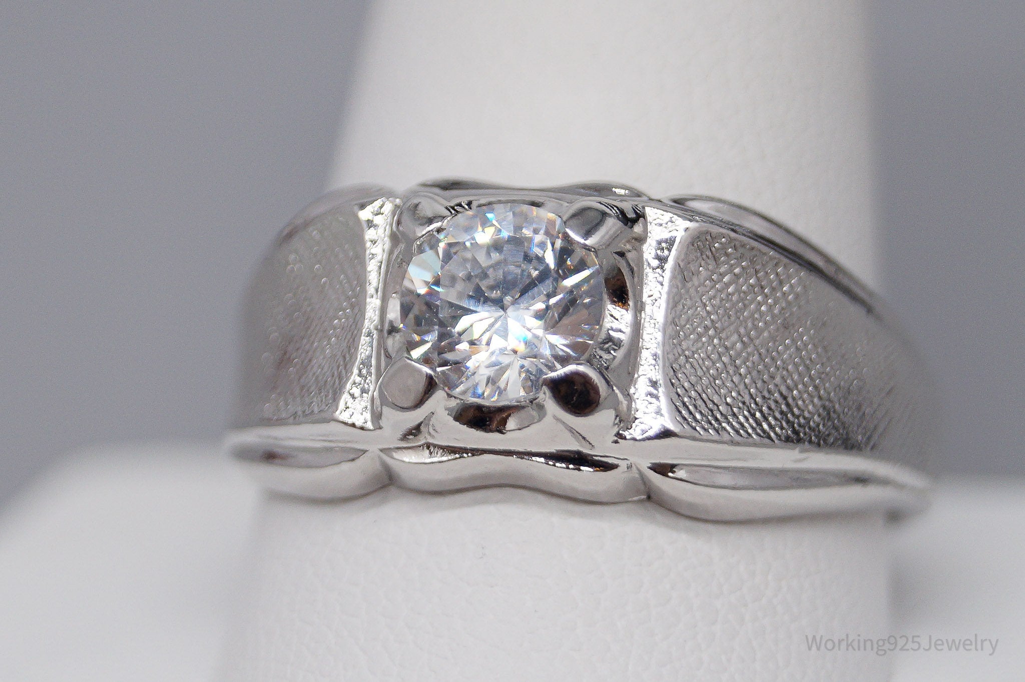 Vintage Designer LIND Cubic Zirconia Sterling Silver Ring - Size 12