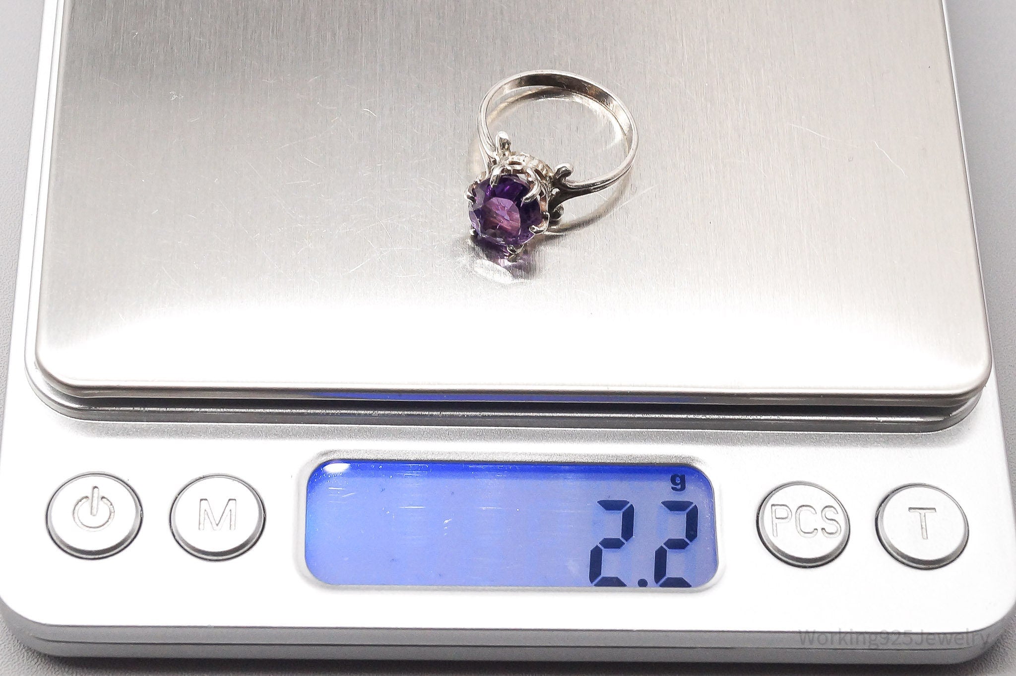 Antique Amethyst Silver Ring - Size 5.25