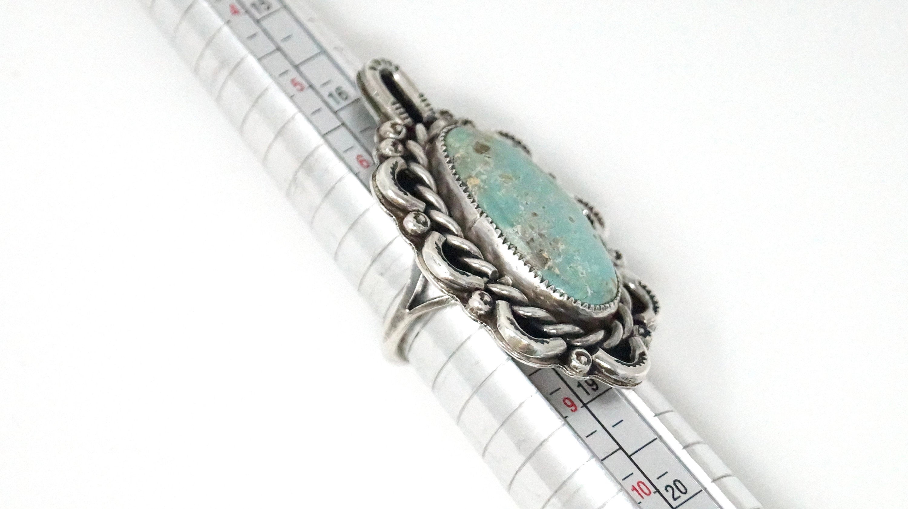 Vtg Native Old Pawn Southwestern Turquoise Handmade Sterling Silver Ring Sz 8