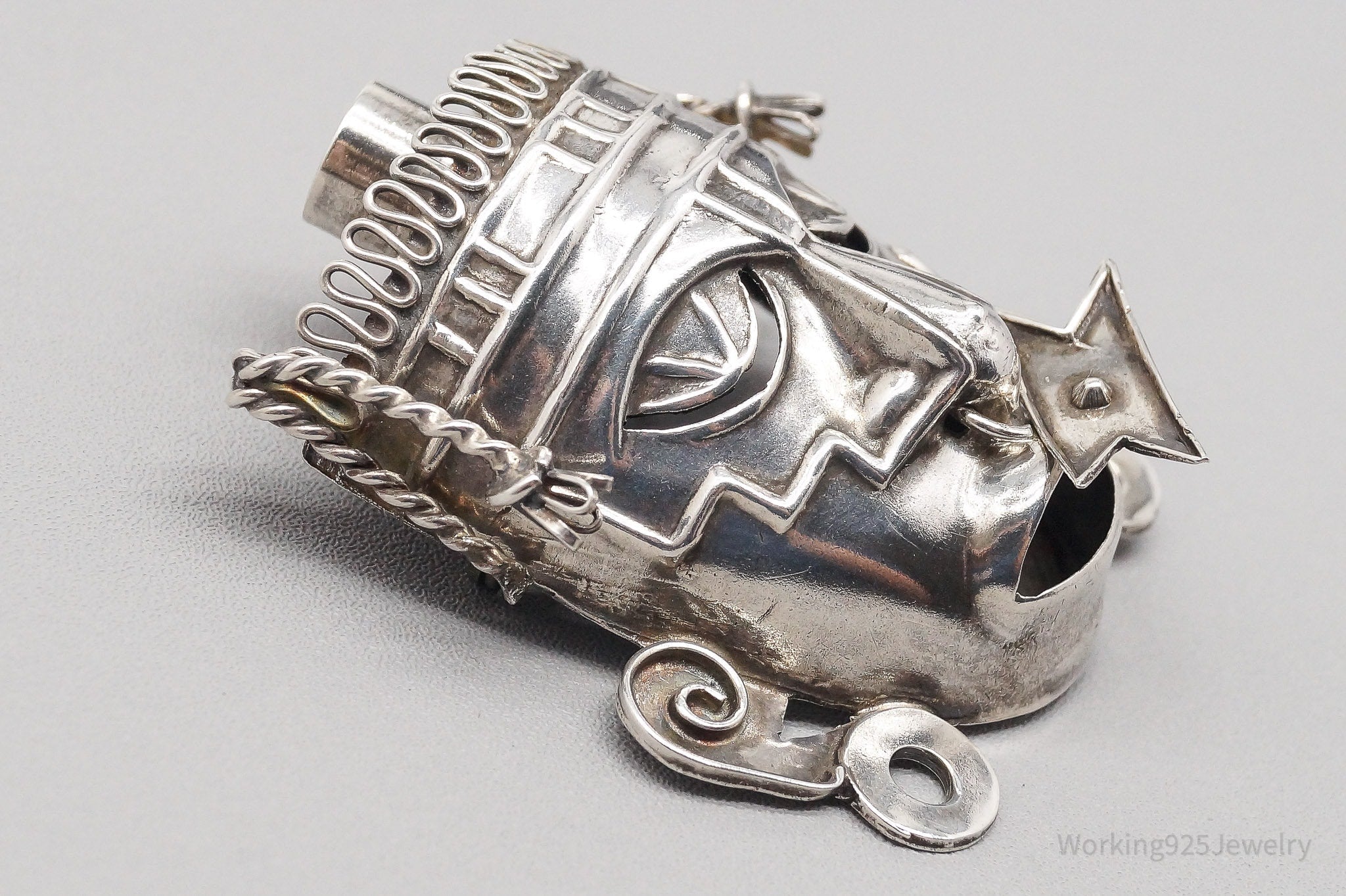 Buy Vintage Sterling Aztec Mask Link Bracelet