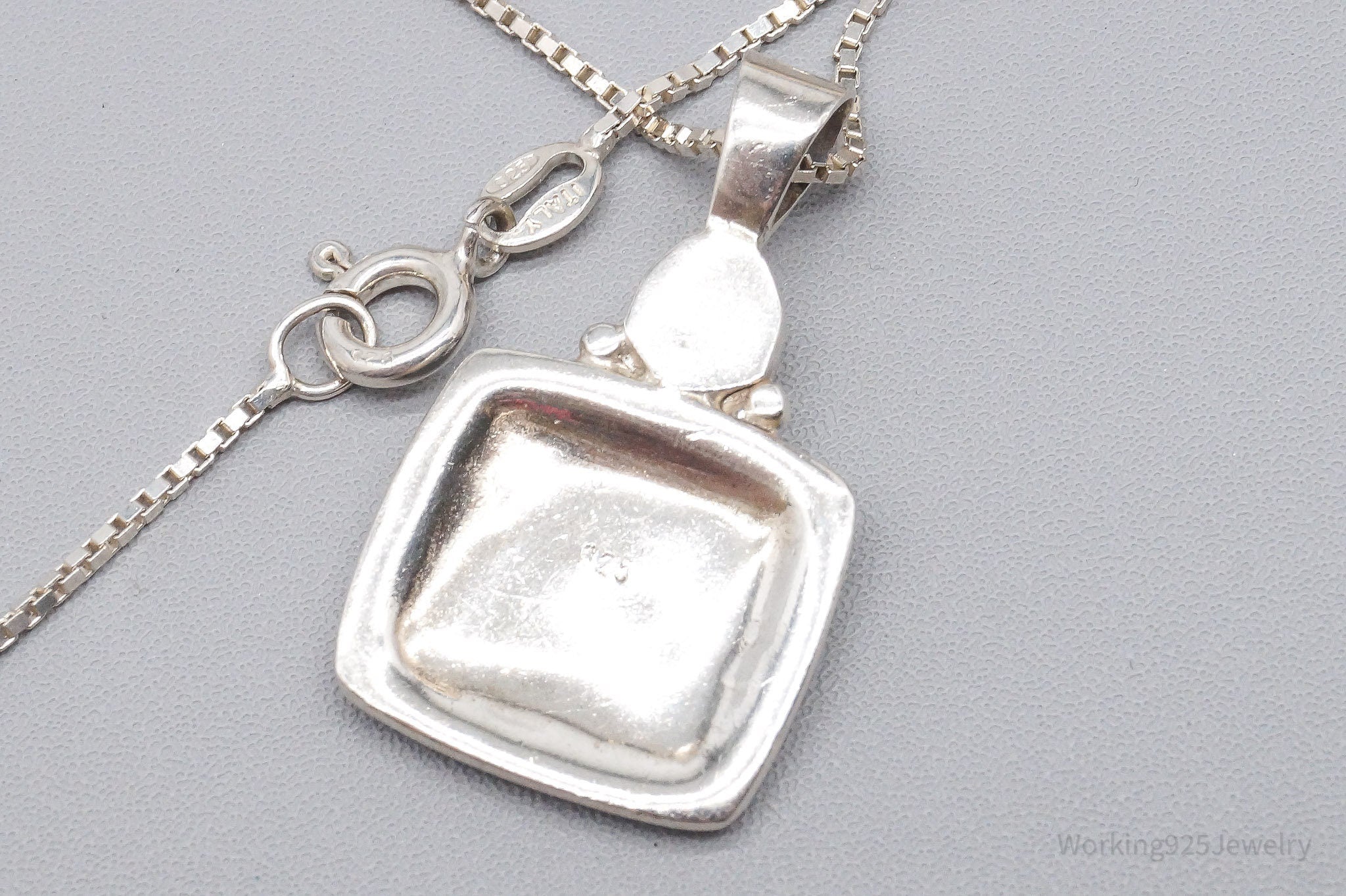 Vintage Egyptian God Anubis Moonstone Sterling Silver Necklace 30"