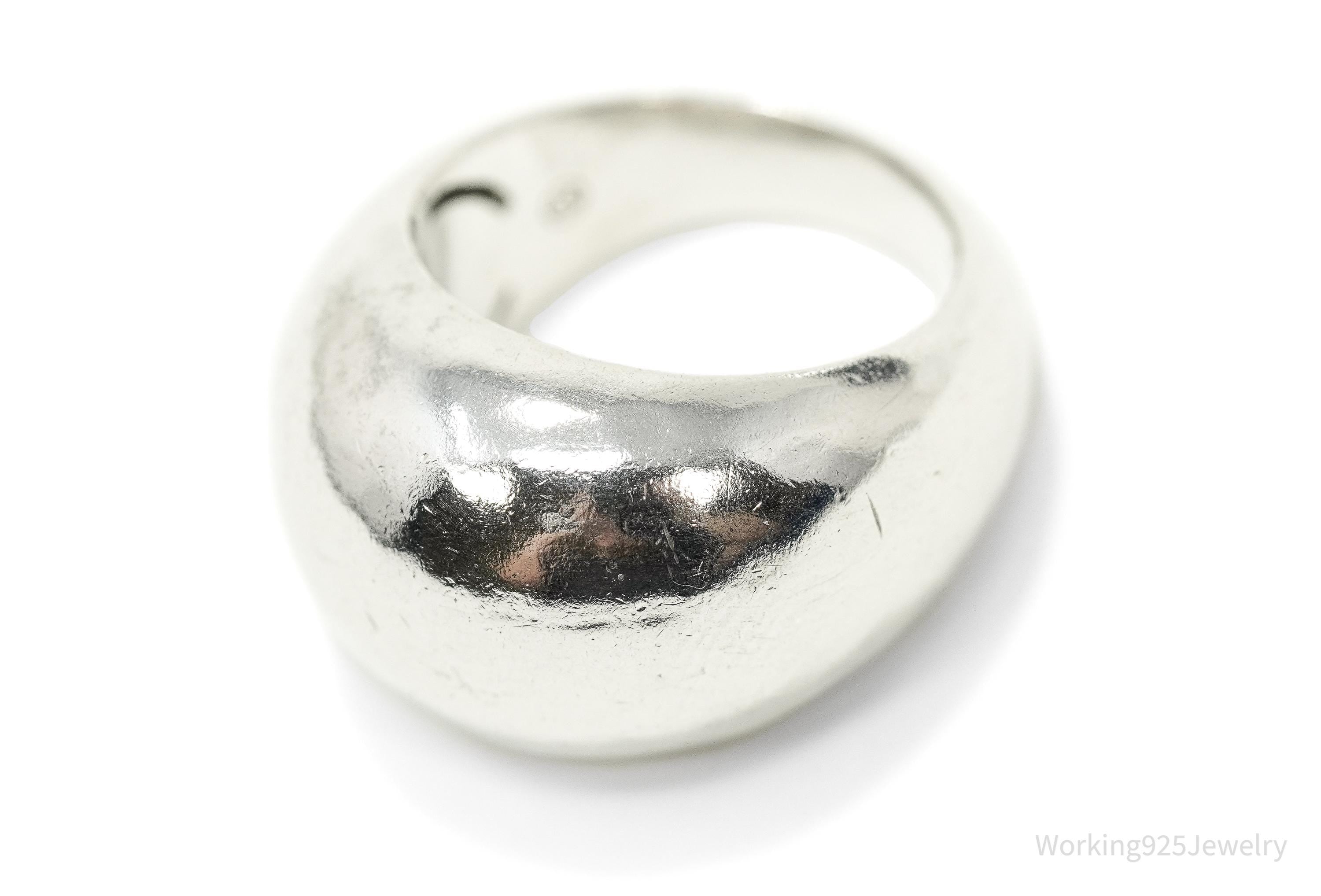 Vintage Designer Puffy Dome Style Sterling Silver Ring - Size 7