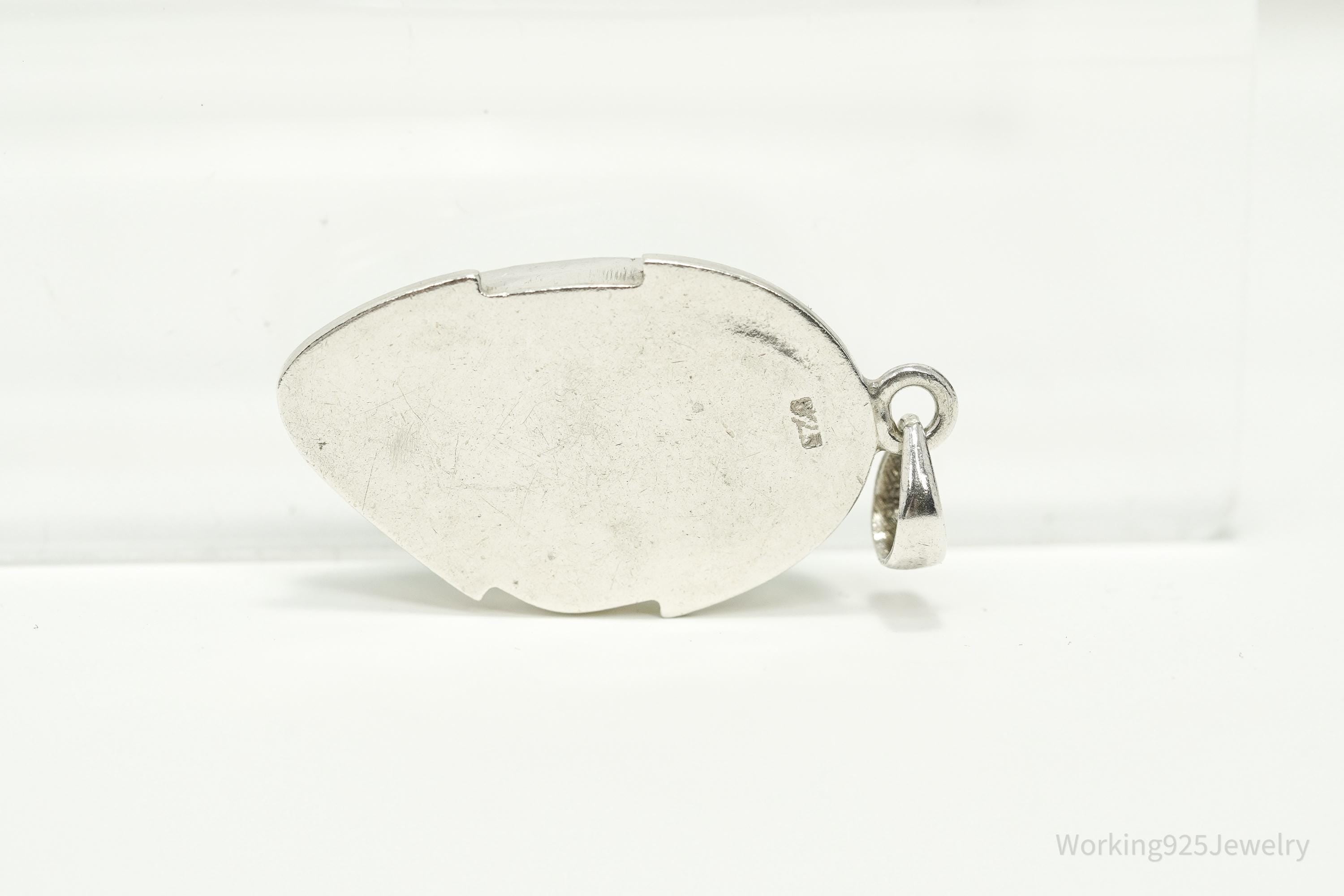 Vintage Turquoise Sterling Silver Pendant 1 5/8"