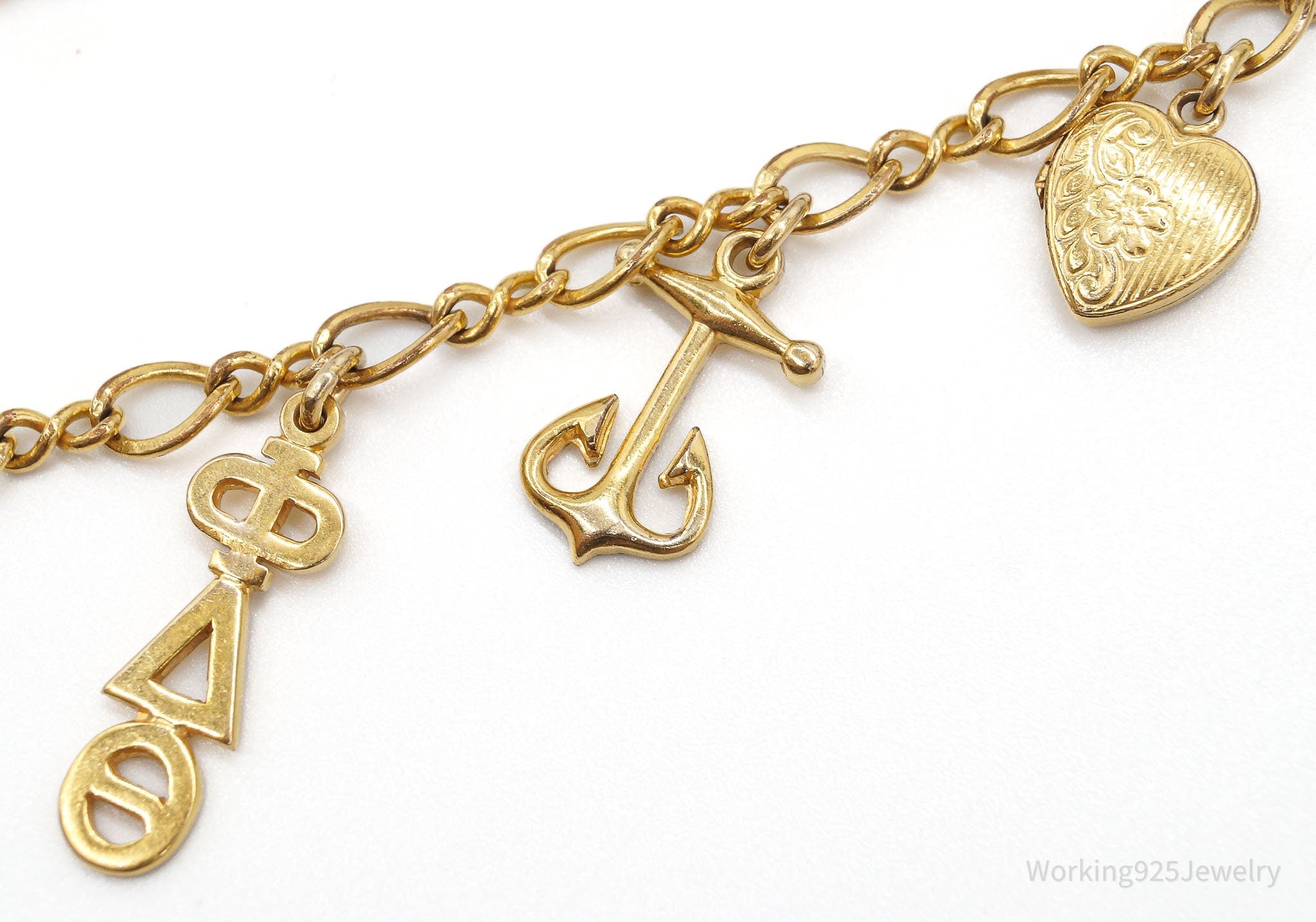 Antique Vintage 12K Gold Filled Charms BraceletLaStage Chain