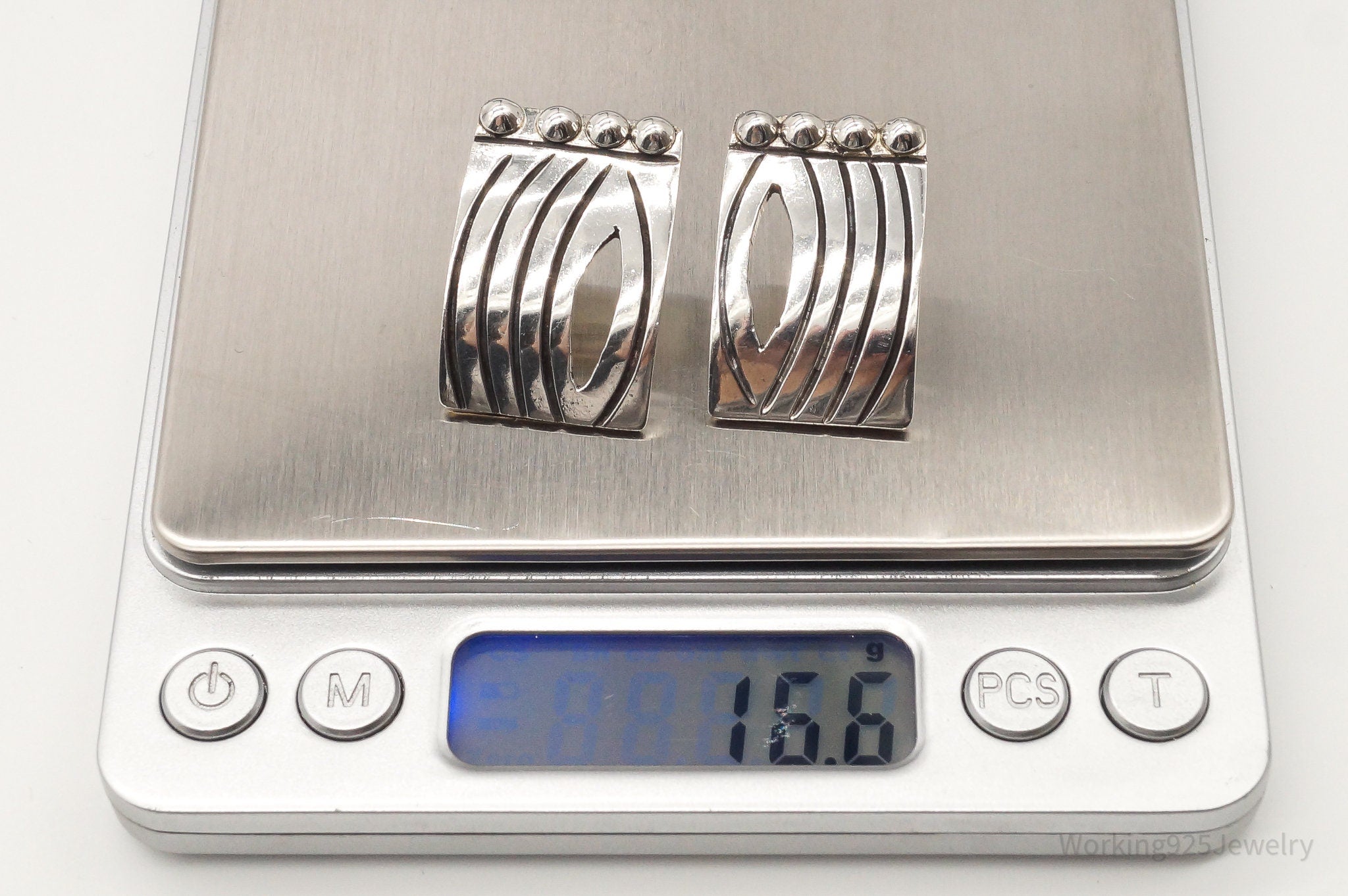 RARE Vintage Mexico Modernist Melesio Villarreal Sterling Silver Earrings