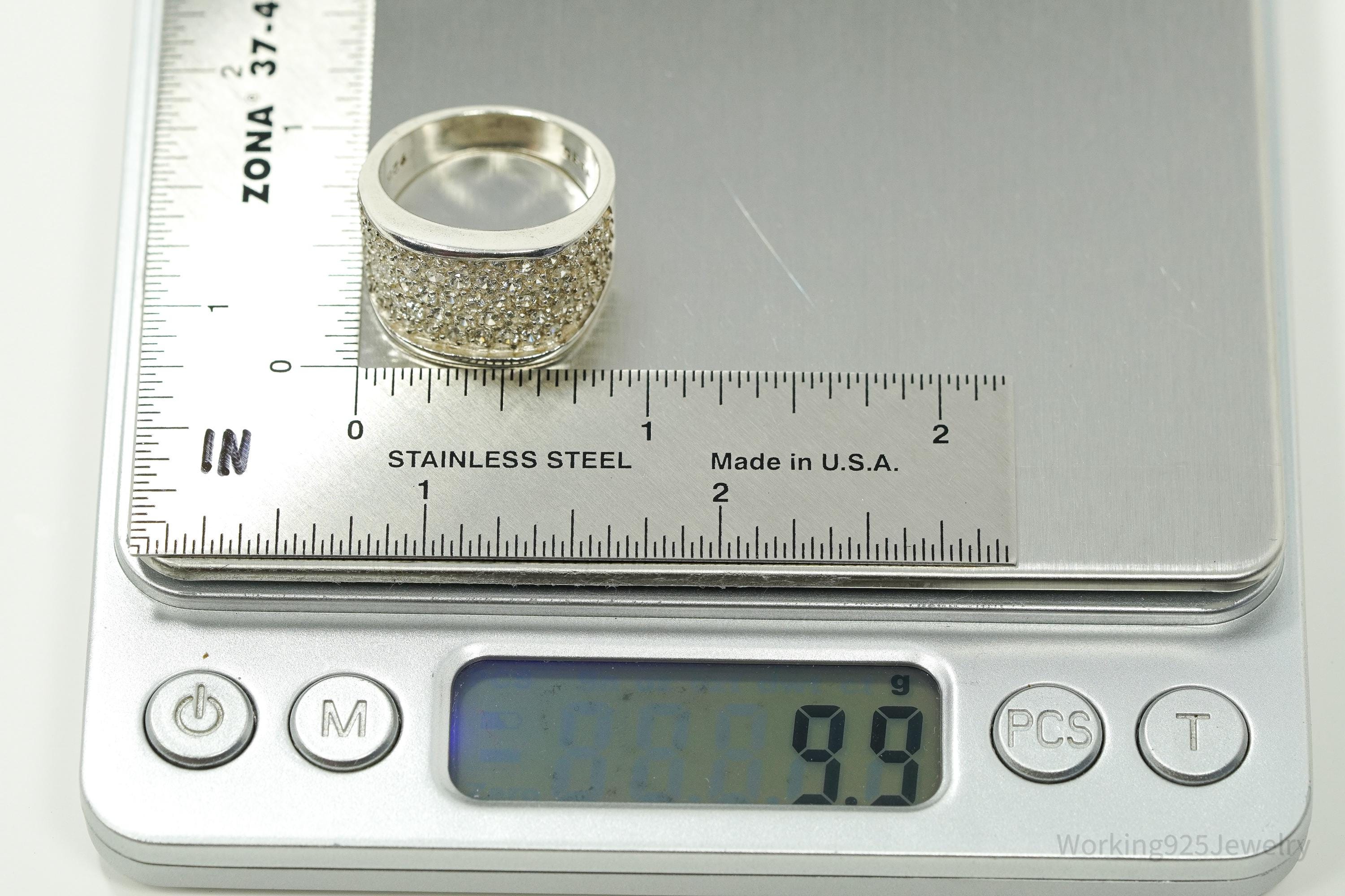 Vintage SETA Cubic Zirconia Sterling Silver Band Ring - Size 9