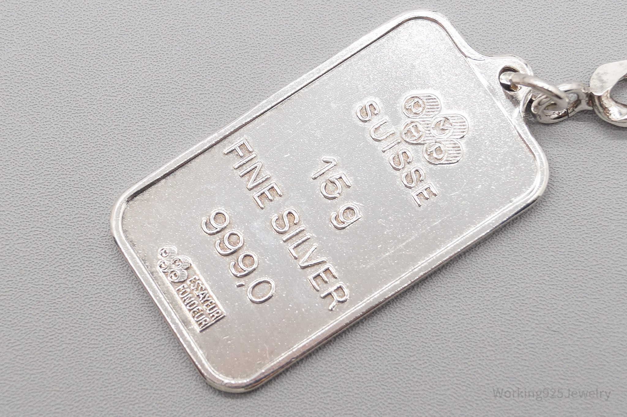 Vintage PAMP Suisse 15 Gram Fine Silver 999.0 Palm Tree & Arabian Swords Keychain