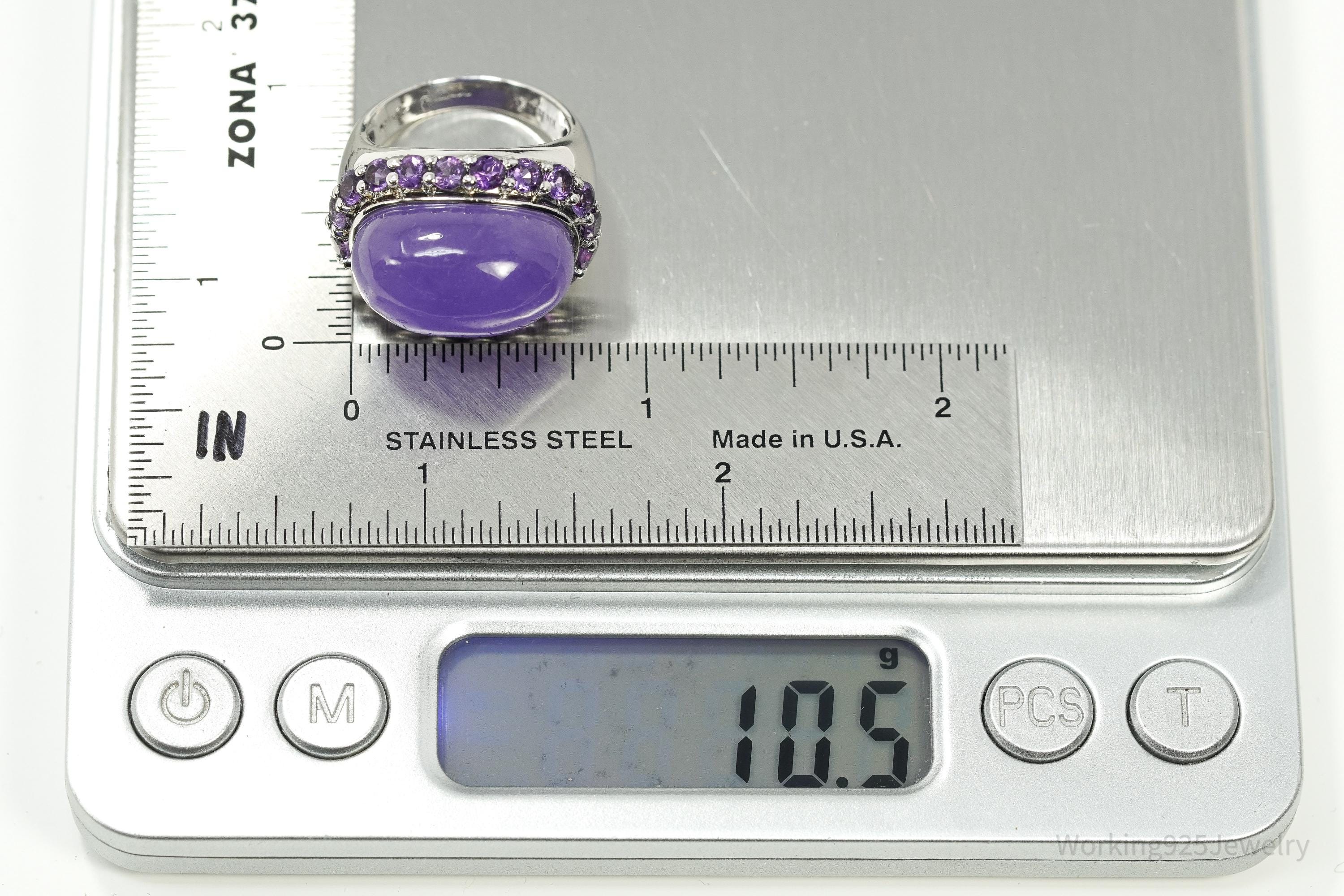 Vintage Purple Quartz & Amethyst Sterling Silver Ring – Size 6.75