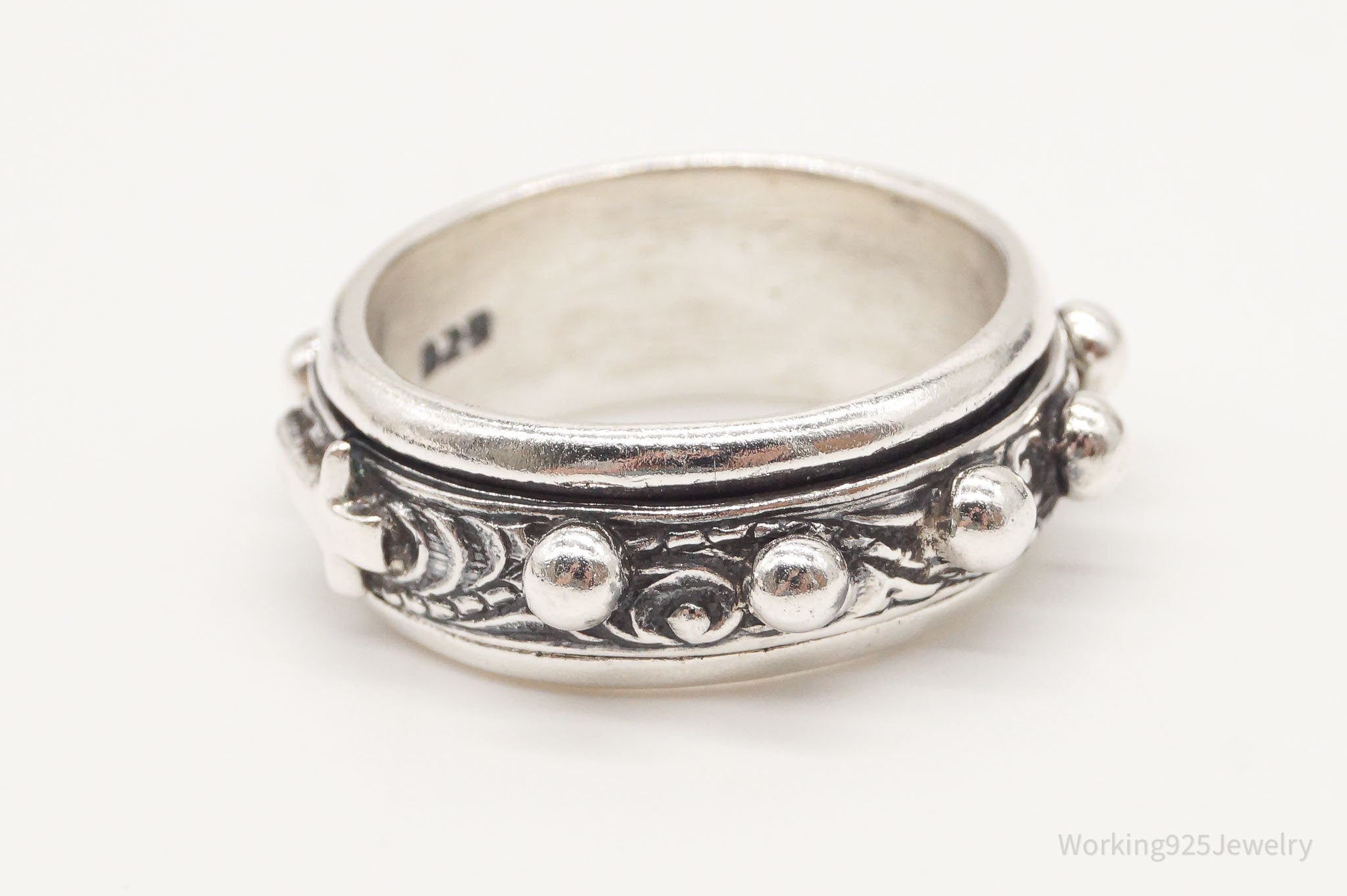 Vintage Cross Sterling Silver Spinner Band Ring - Size 8.5