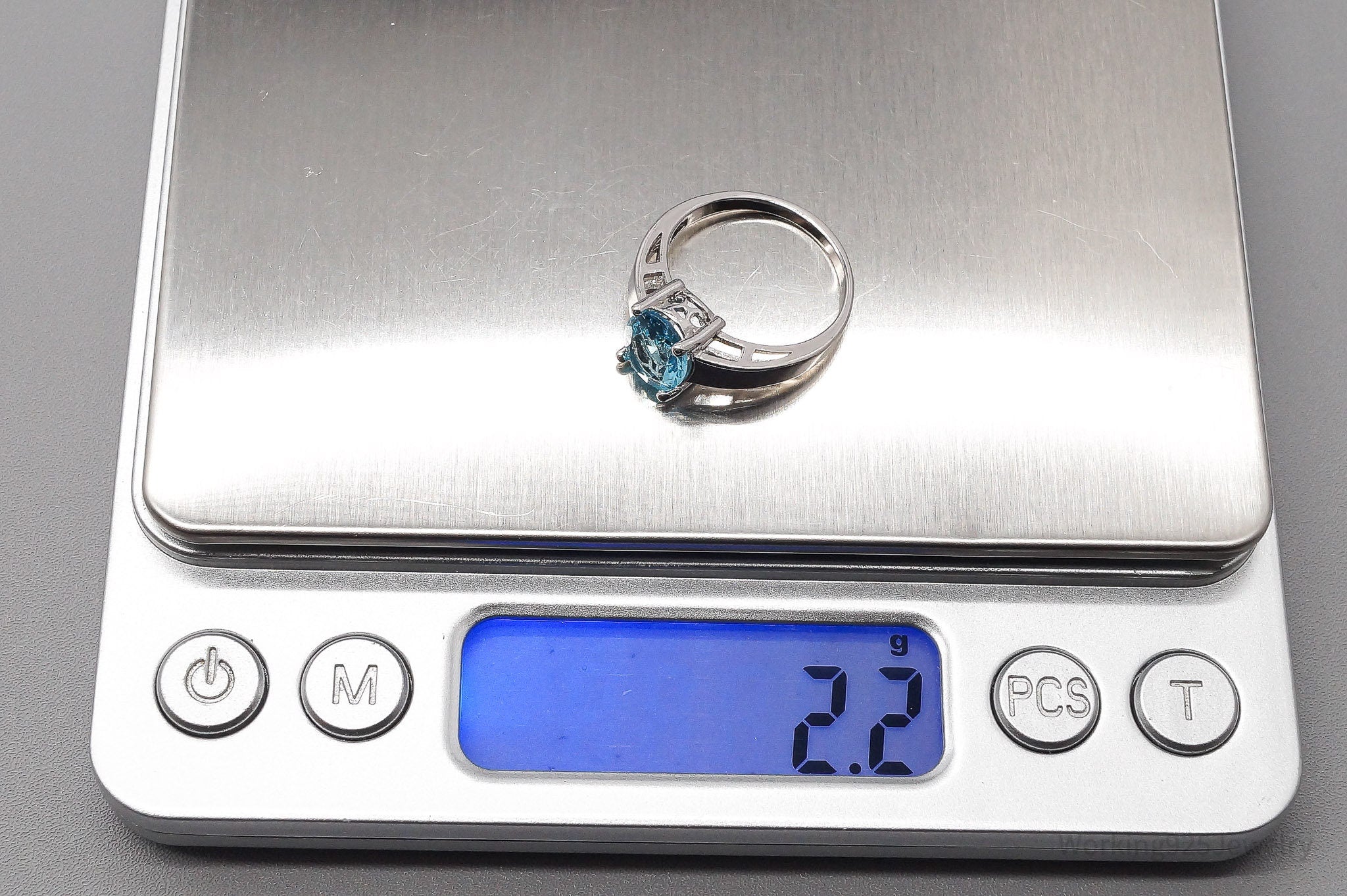 Vintage Blue Topaz Sterling Silver Ring - Size 5.75