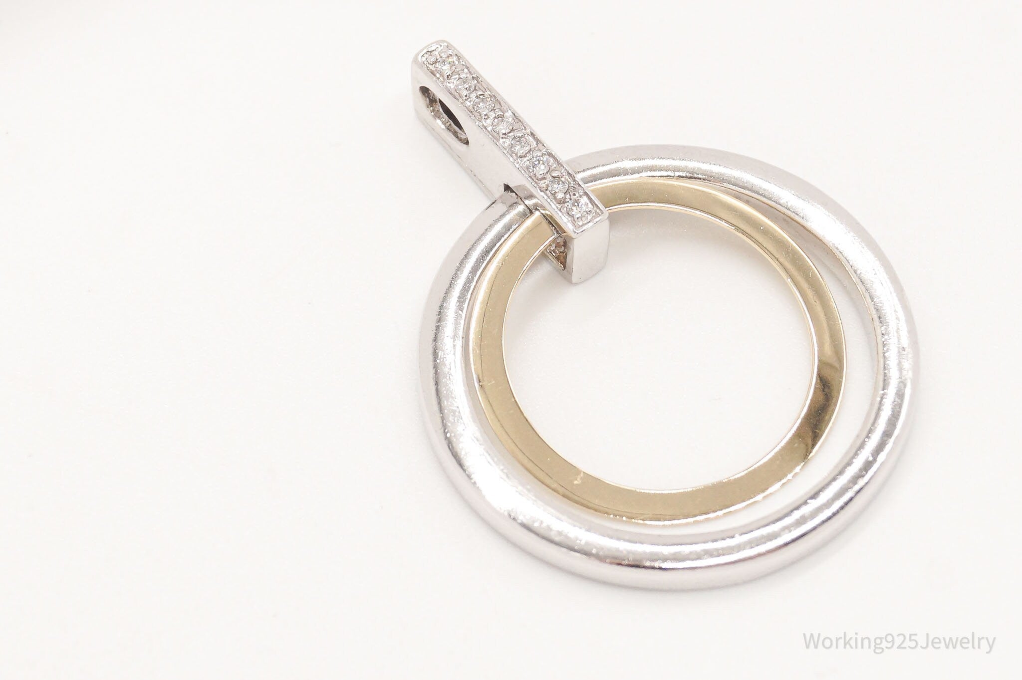 Vintage Designer Alwand Vahan 14K Gold Cubic Zirconia Sterling Silver Pendant