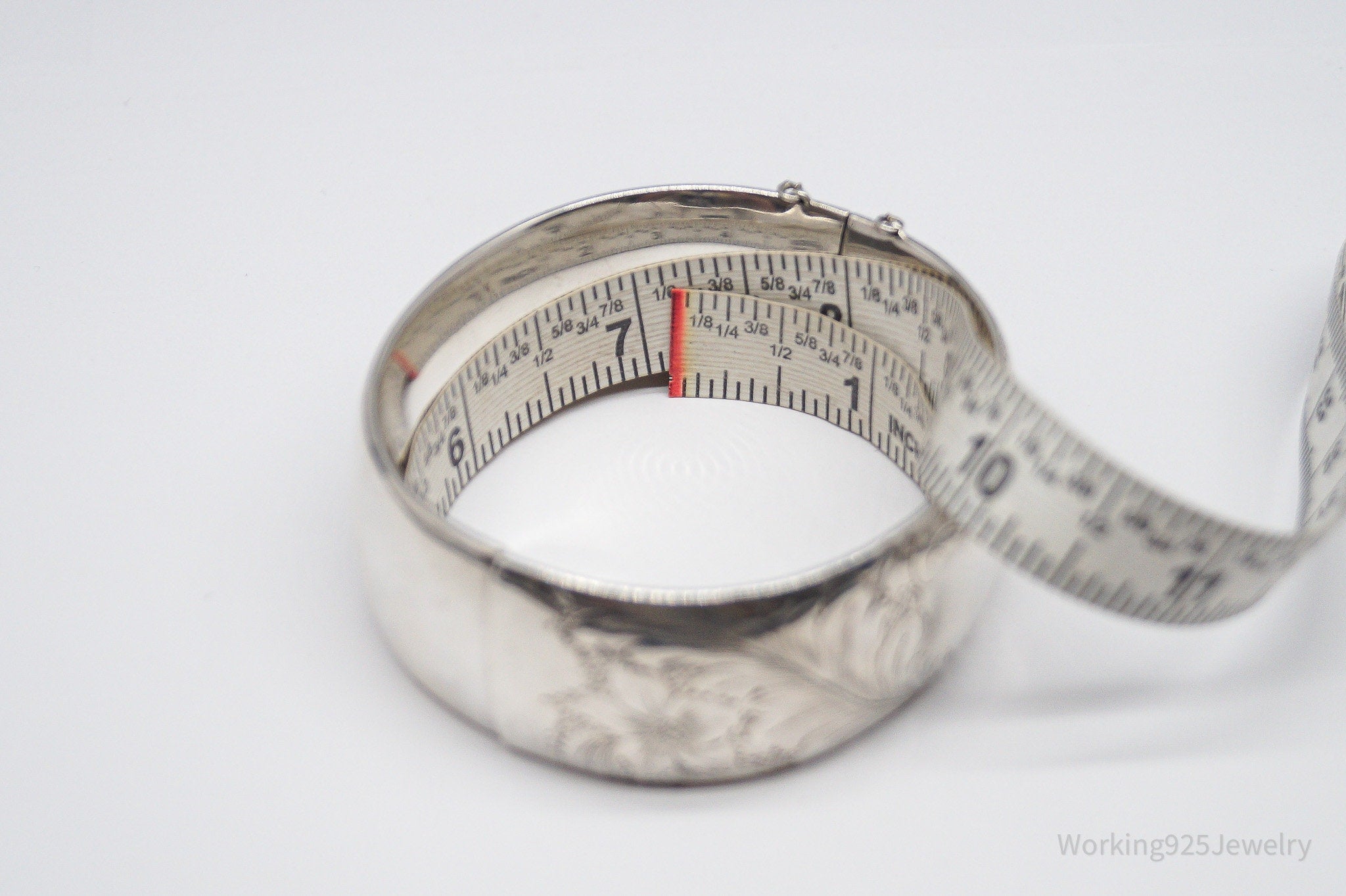 Antique Walter E Hayward Art Nouveau Etched Sterling Silver Bracelet - 7 1/8"