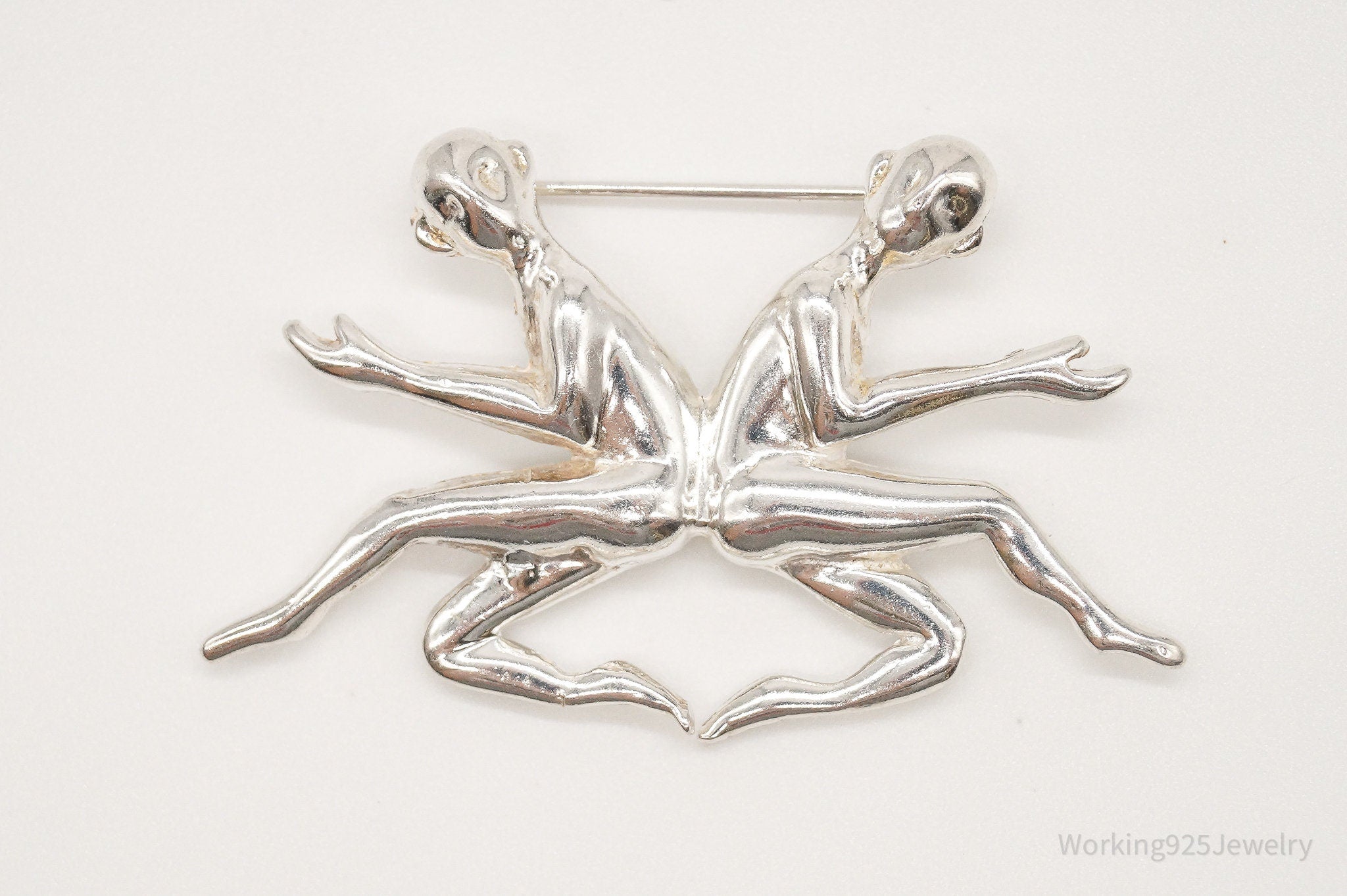 Large Vintage Mexico Modernist Sterling Silver Brooch Pin