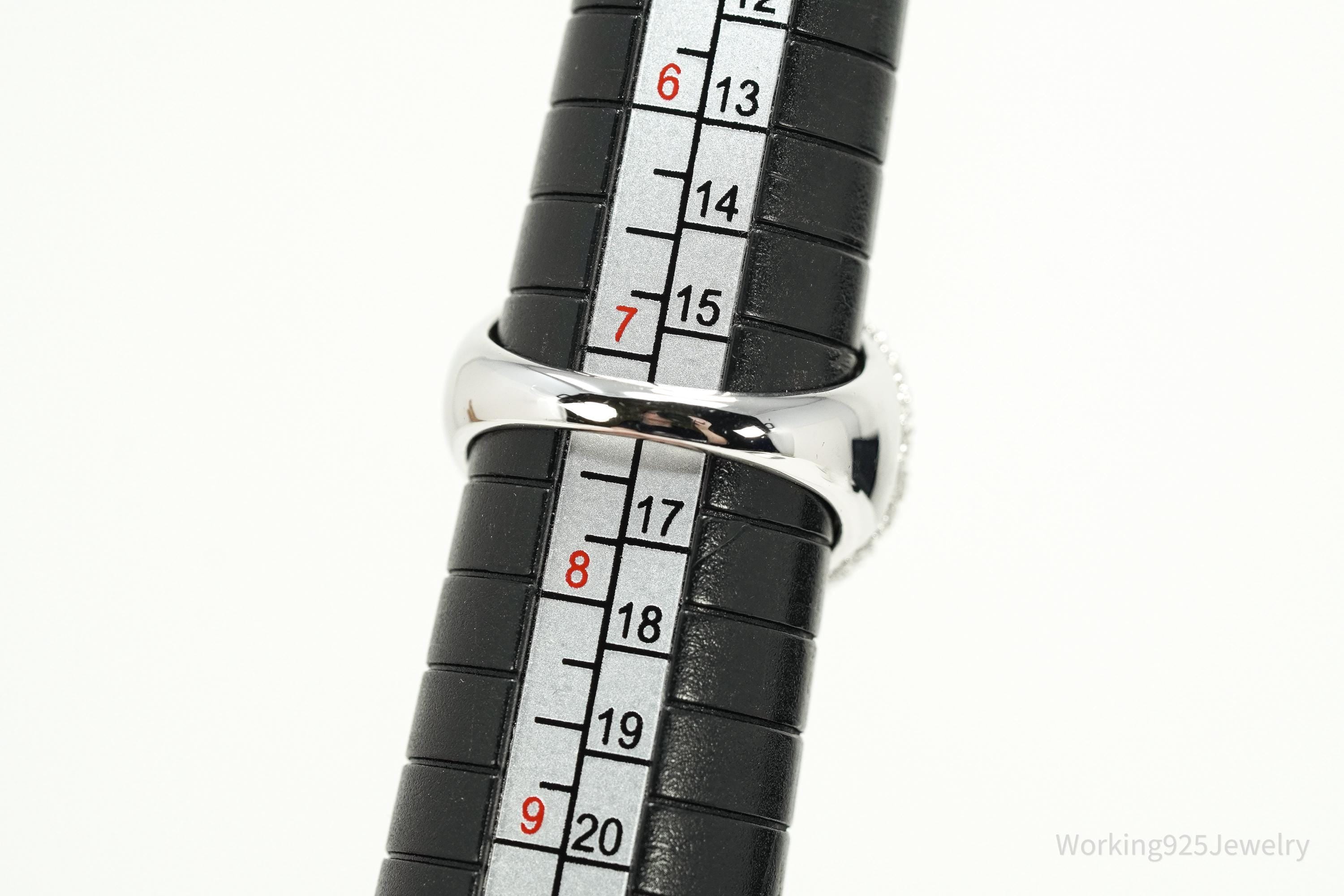 Y2K Italian Milor Pave Cubic Zirconia Dome Sterling Silver Ring Size 7.25