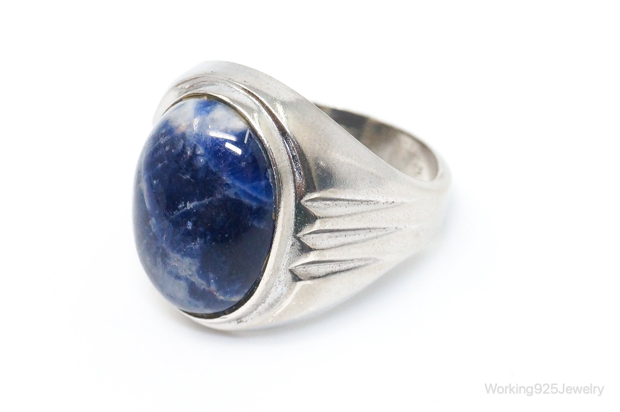 Vintage Large Sodalite Sterling Silver Ring - Size 10