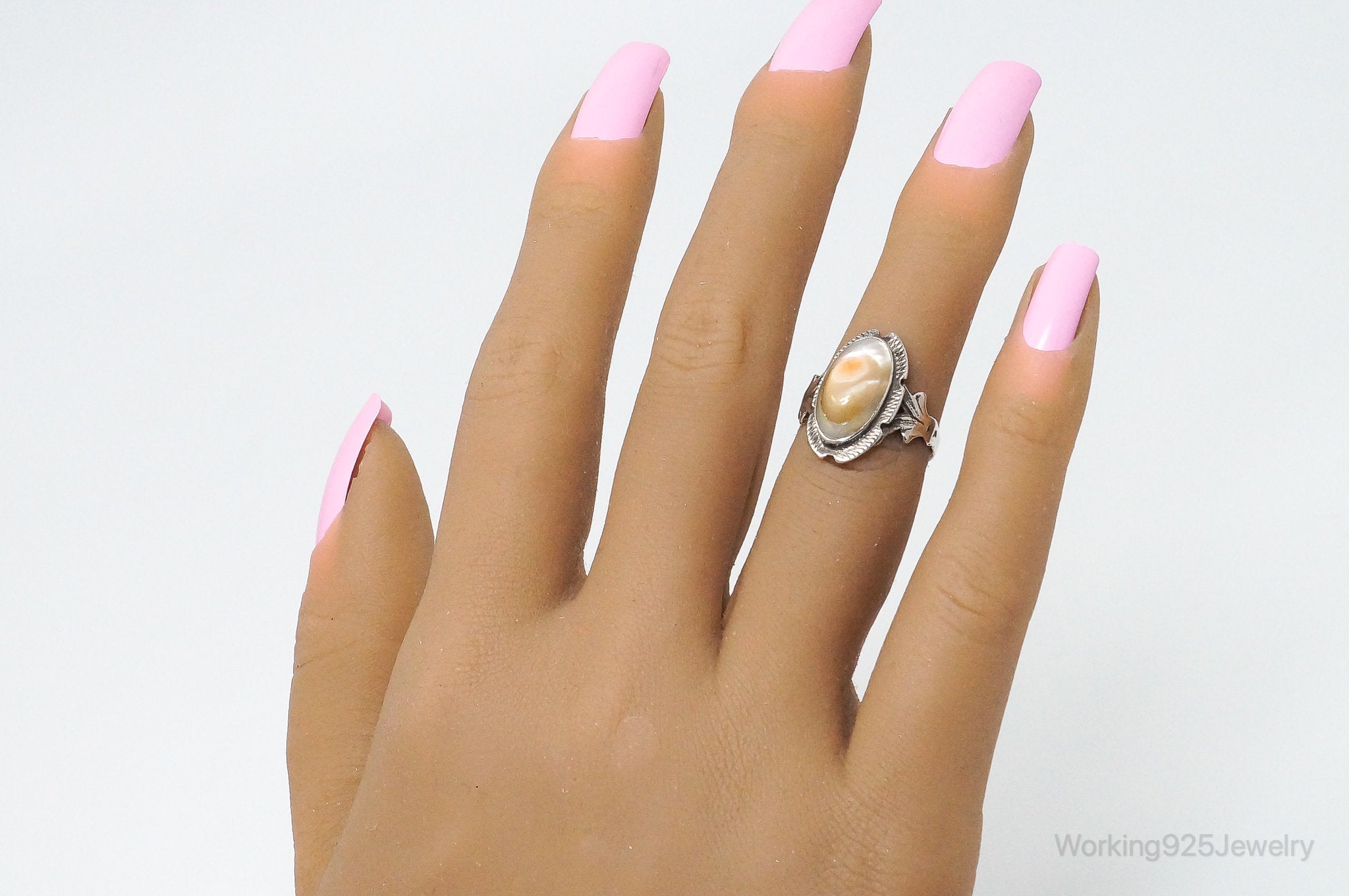 Antique Shell Sterling Silver Ring - SZ 5