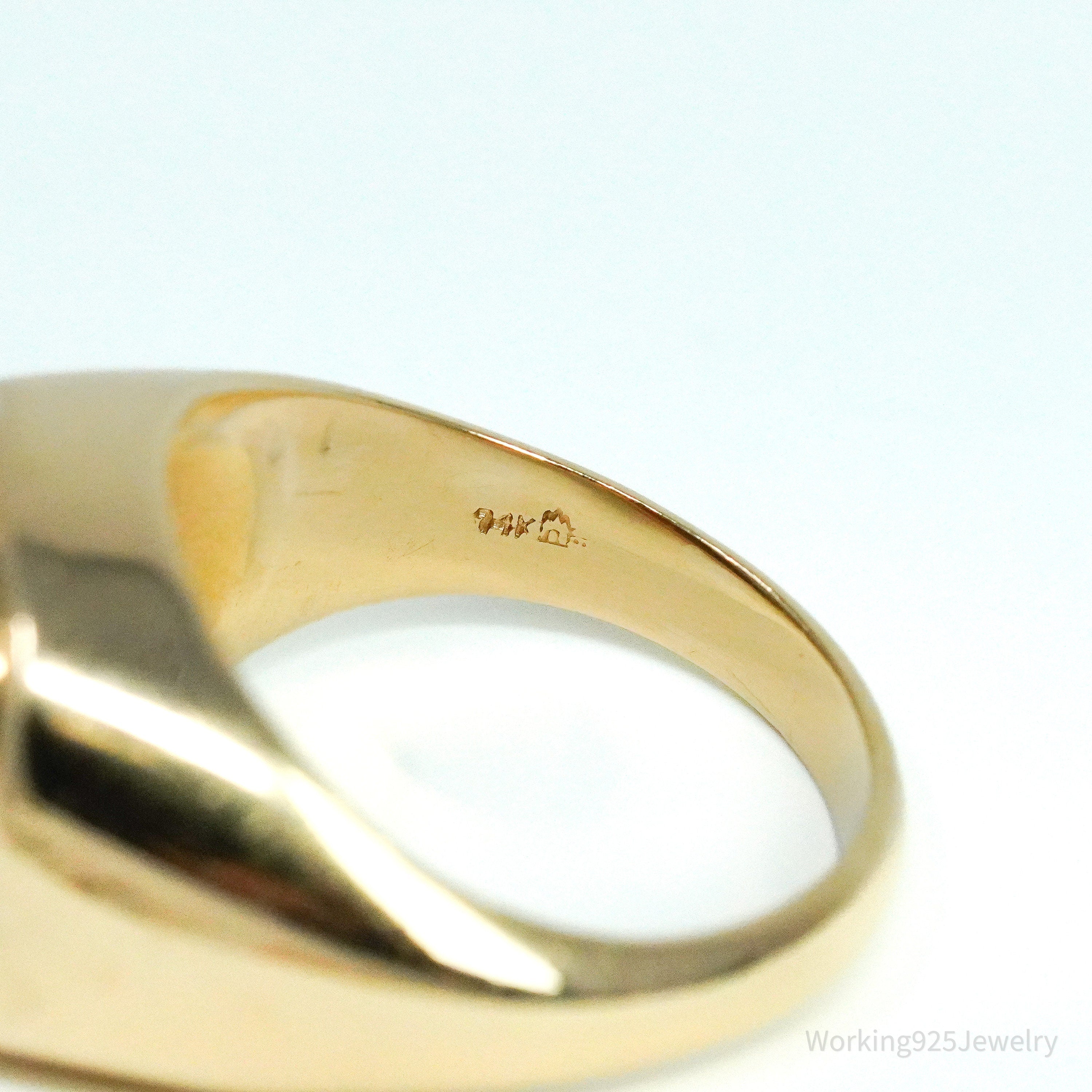 14K Yellow Gold & Synthetic Sapphire Ring - Size 9.75