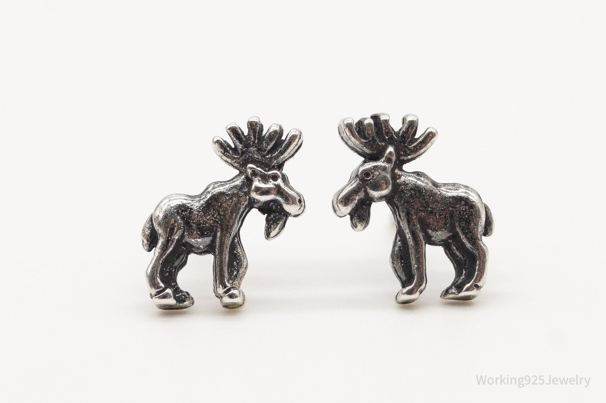 Vintage Moose Silver Stud Earrings