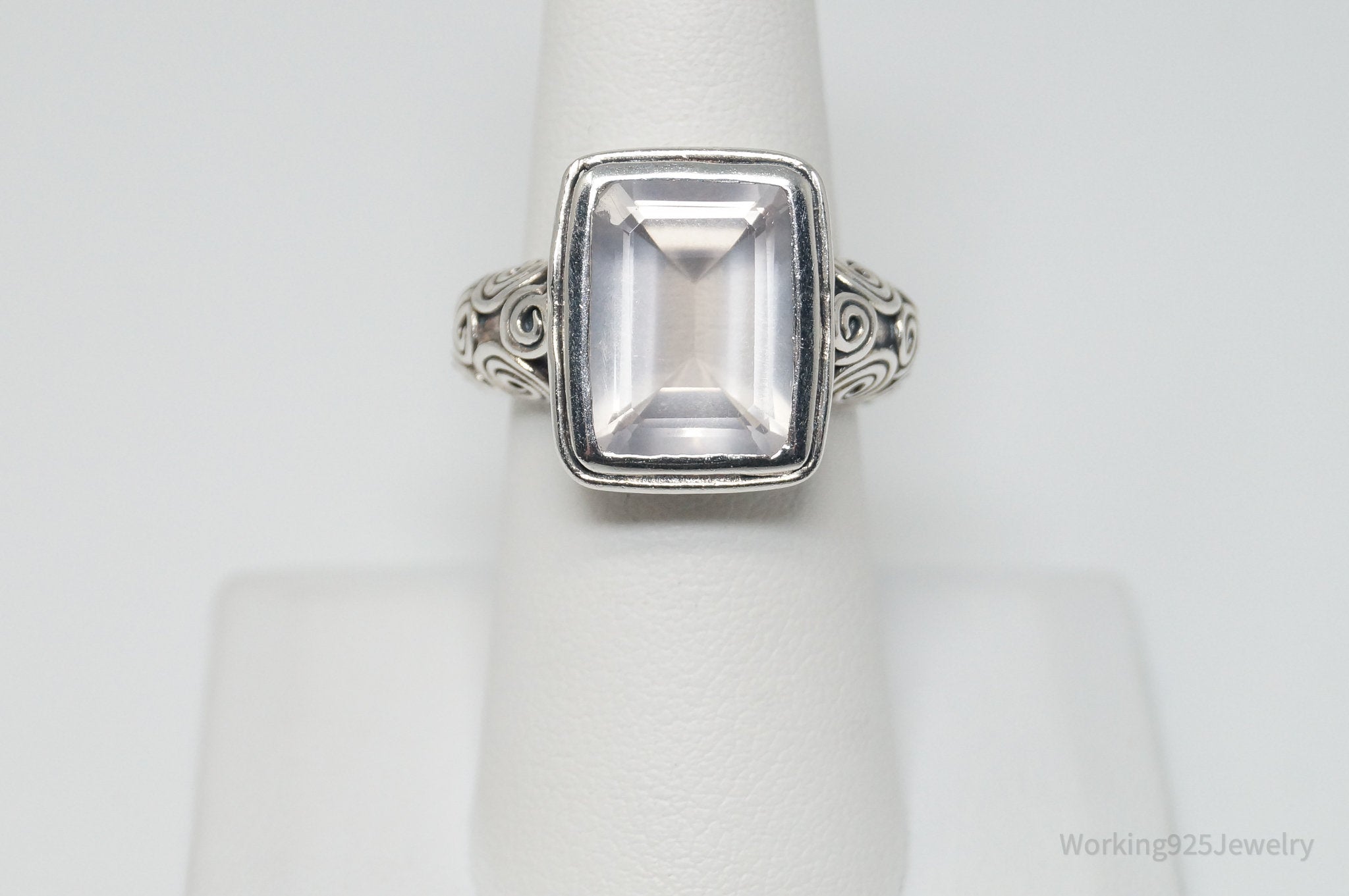 Vintage White Topaz Sterling Silver Statement Ring - Sz 6.5