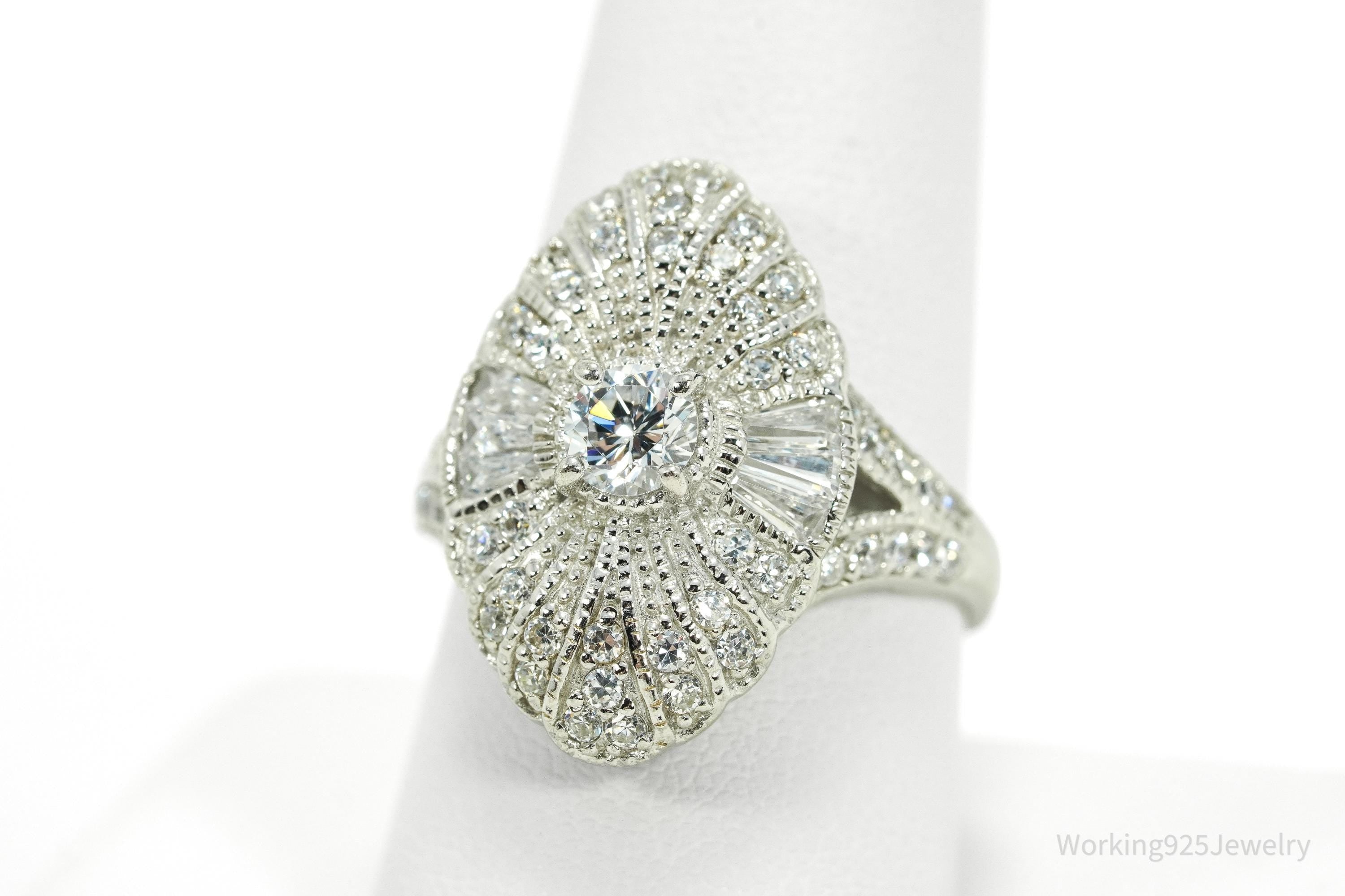 Designer STAUER Cubic Zirconia Sterling Silver Ring - Size 9.5