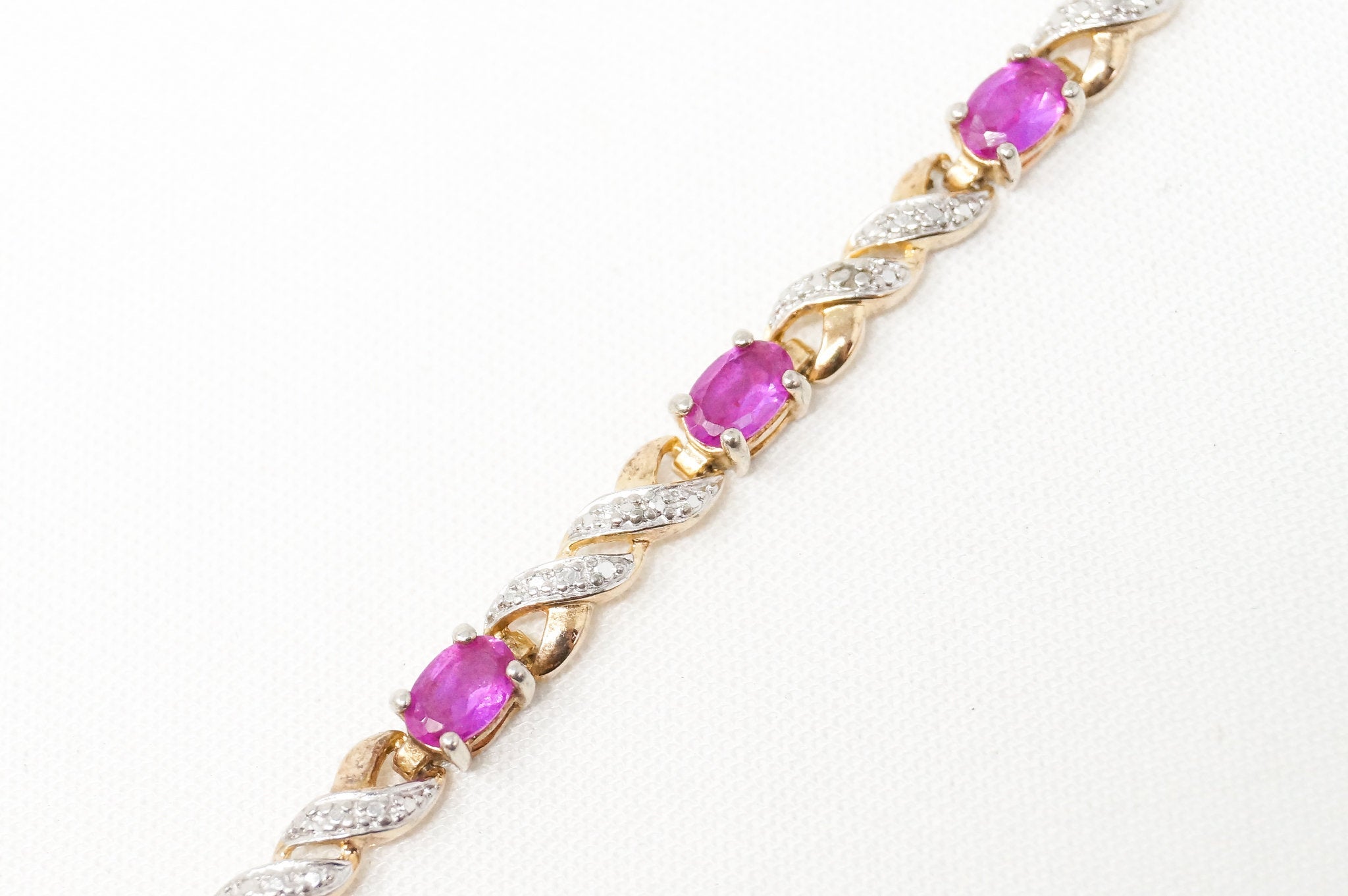 925 sterling silver 14kt gold vermeil factory genuine ruby diamond tennis Bracelet