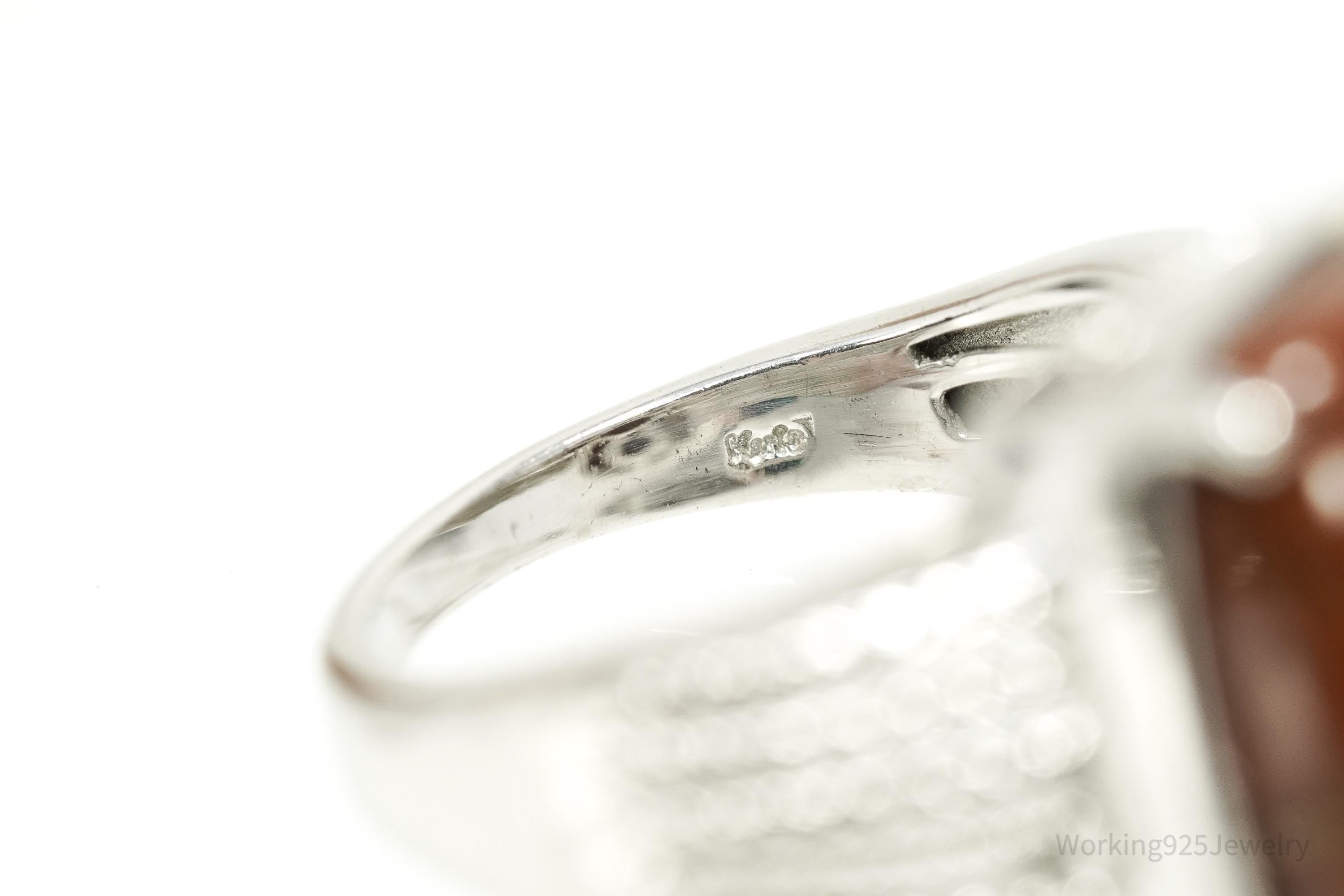 Vintage Karis Sterling Silver Ring • Brown Jasper Cabochon Size 9