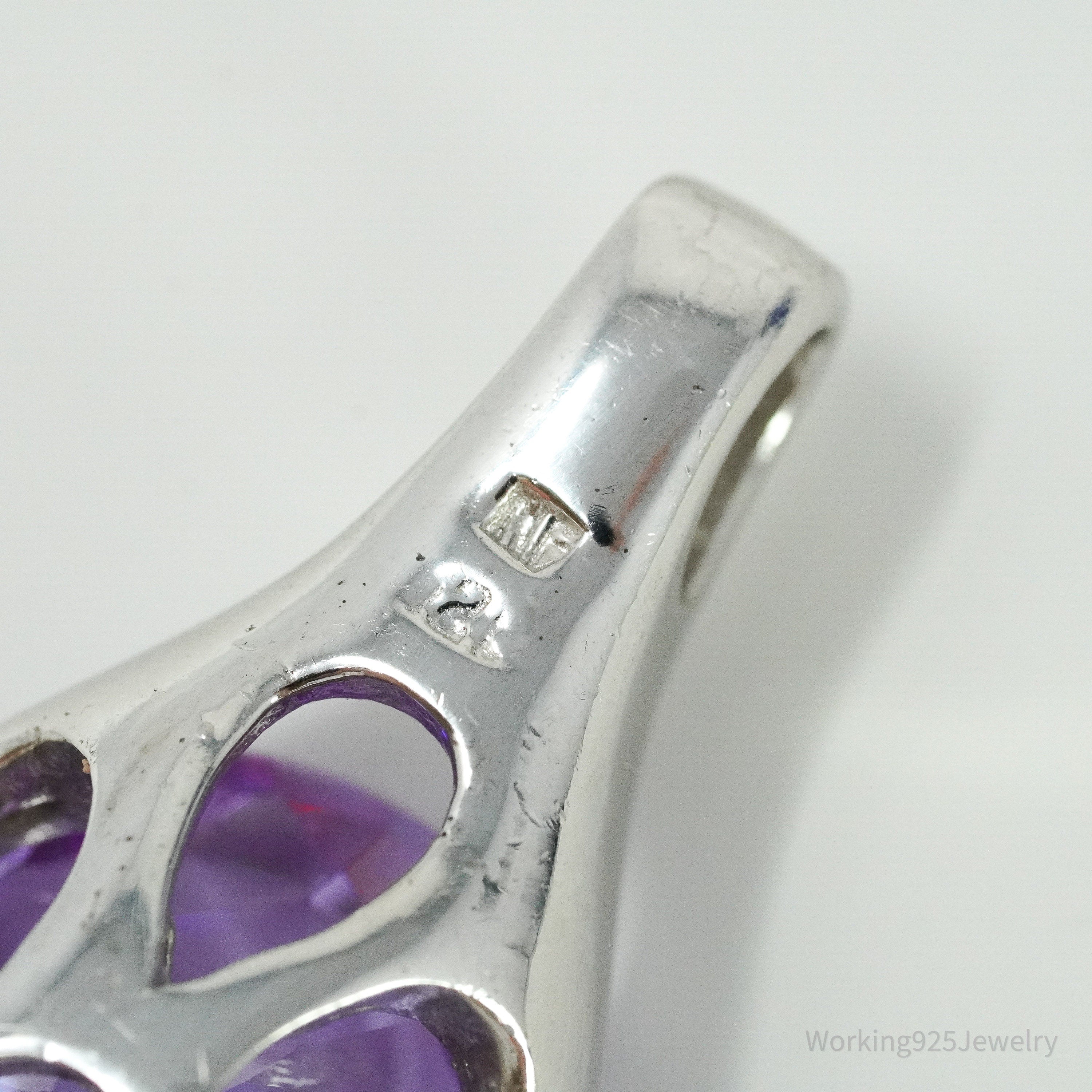 Vintage Purple Cubic Zirconia Sterling Silver Pendant