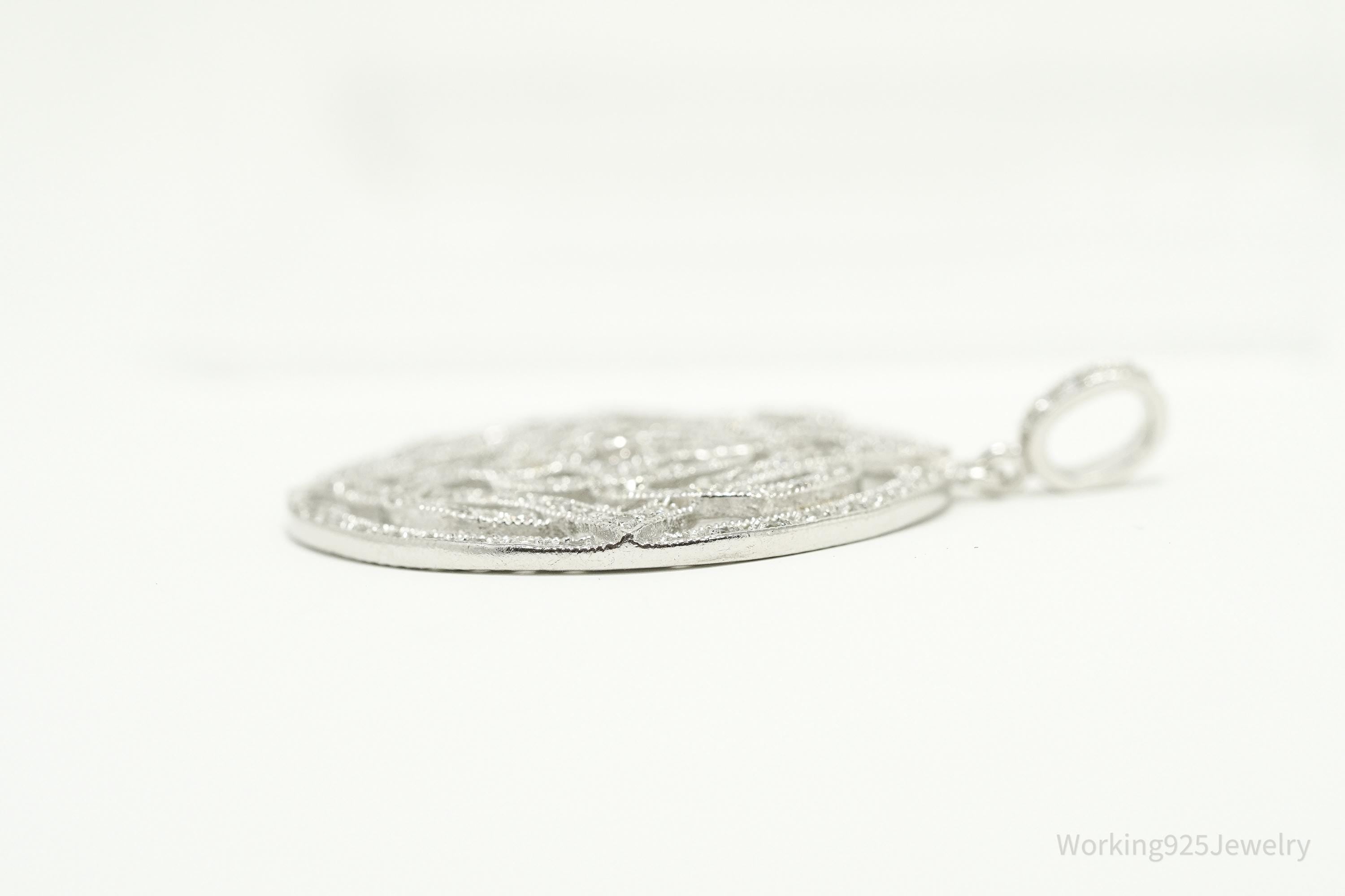 Vintage Joseph Esposito Art Deco Style Cubic Zirconia Sterling Silver Pendant