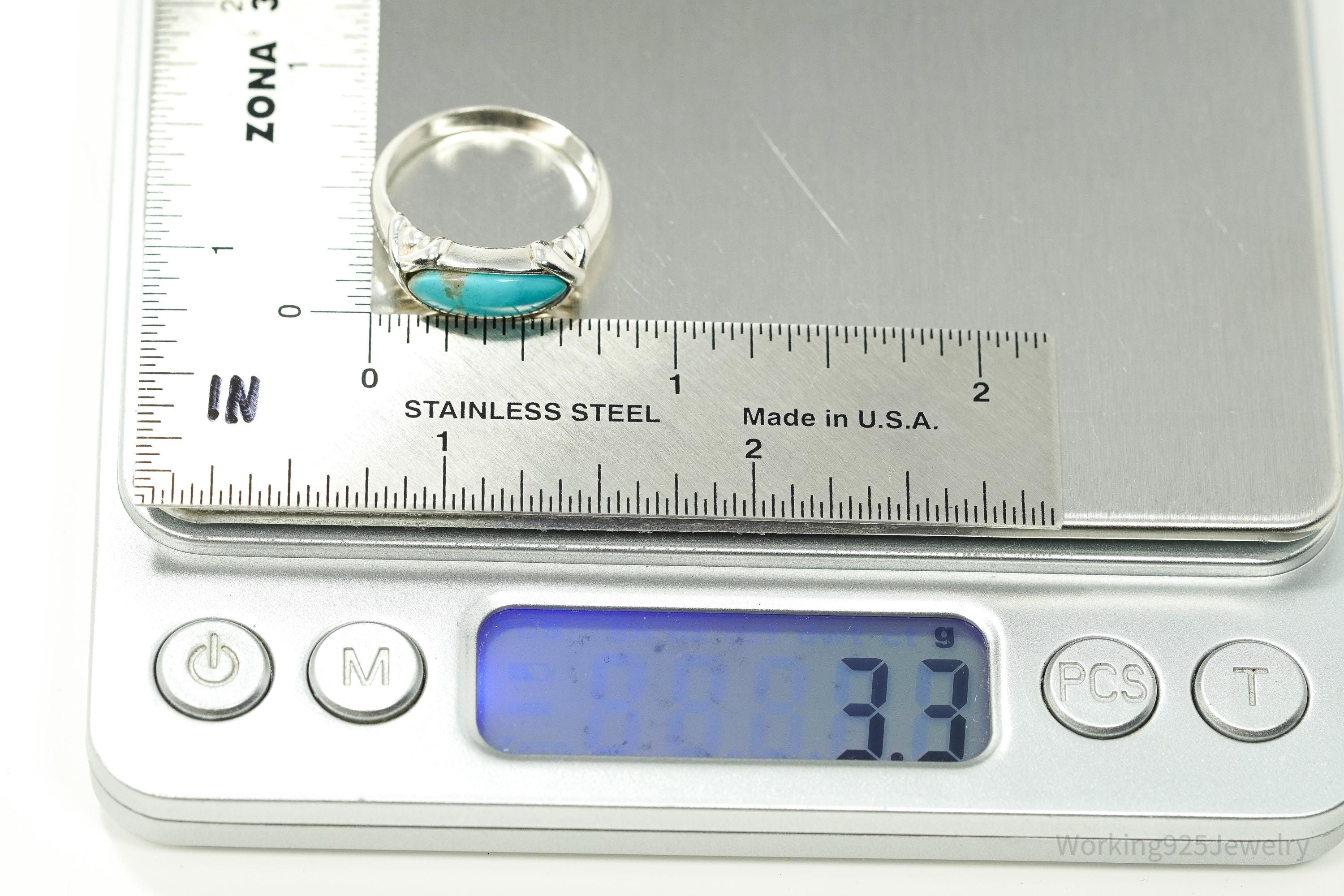 Vintage Native Designer Carolyn Pollack Turquoise Sterling Silver Ring - Size 7.25